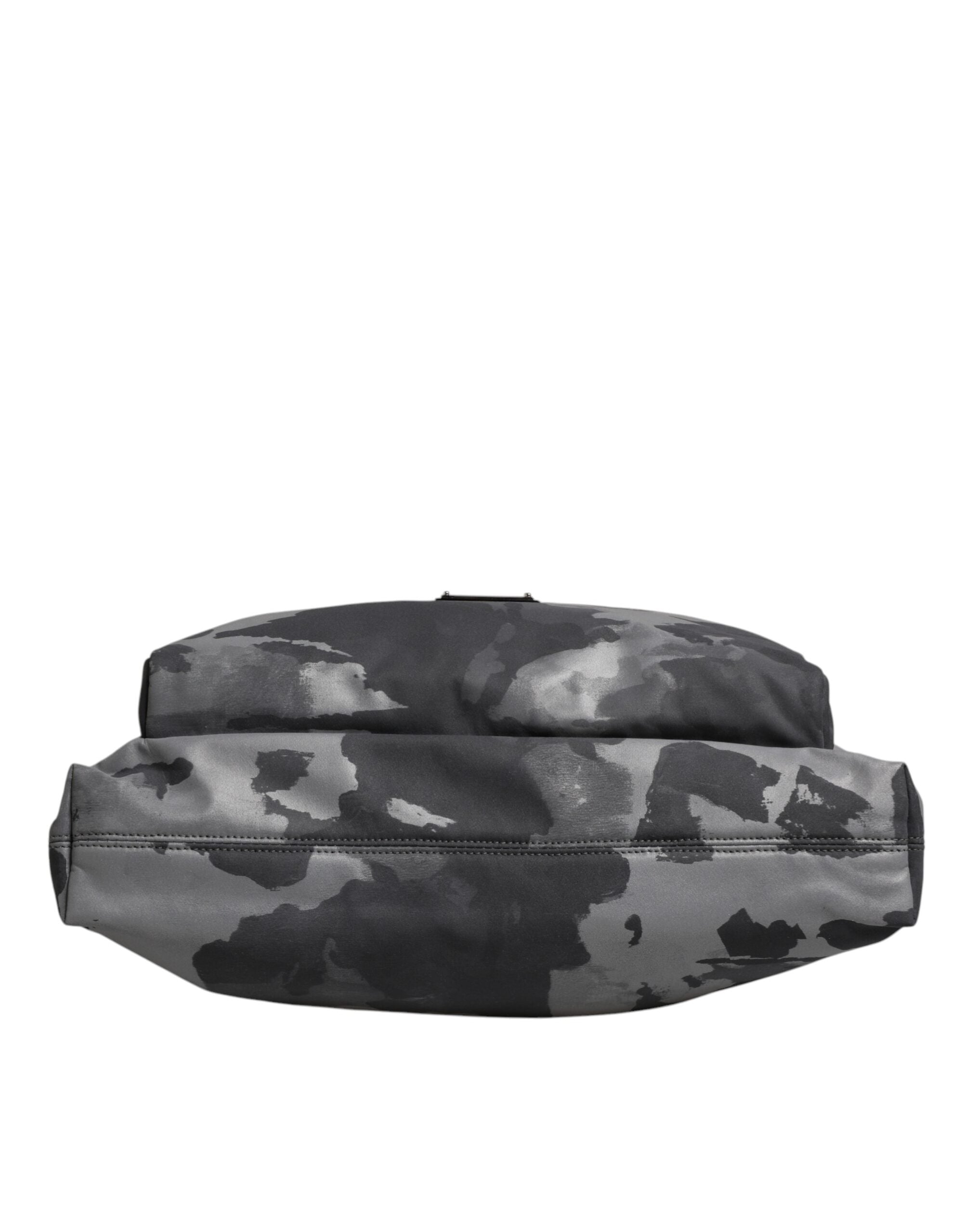 Dolce & Gabbana Grey Camouflage Multi-Pocket Cotton Tote Bag