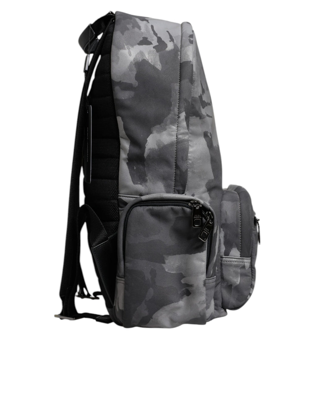 Dolce & Gabbana Grey Cotton Camouflage Logo Plaque Backpack Bag