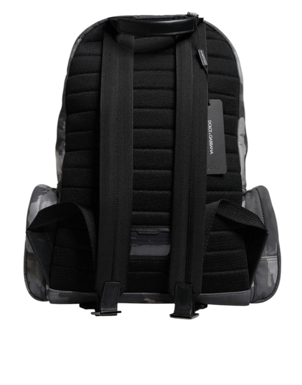 Dolce & Gabbana Grey Cotton Camouflage Logo Plaque Backpack Bag