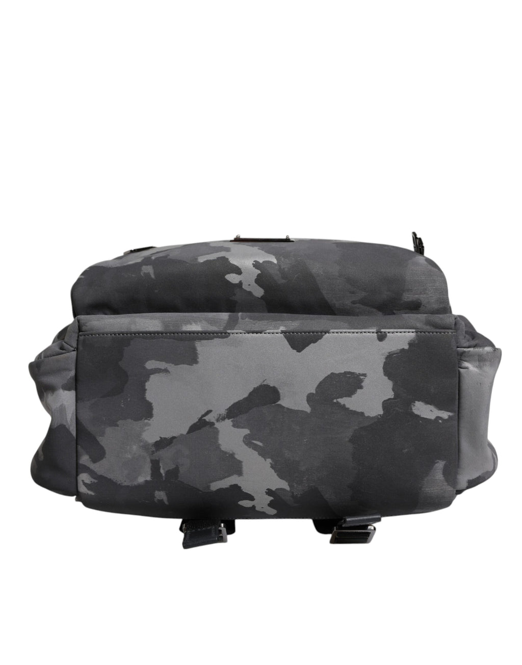 Dolce & Gabbana Grey Cotton Camouflage Logo Plaque Backpack Bag