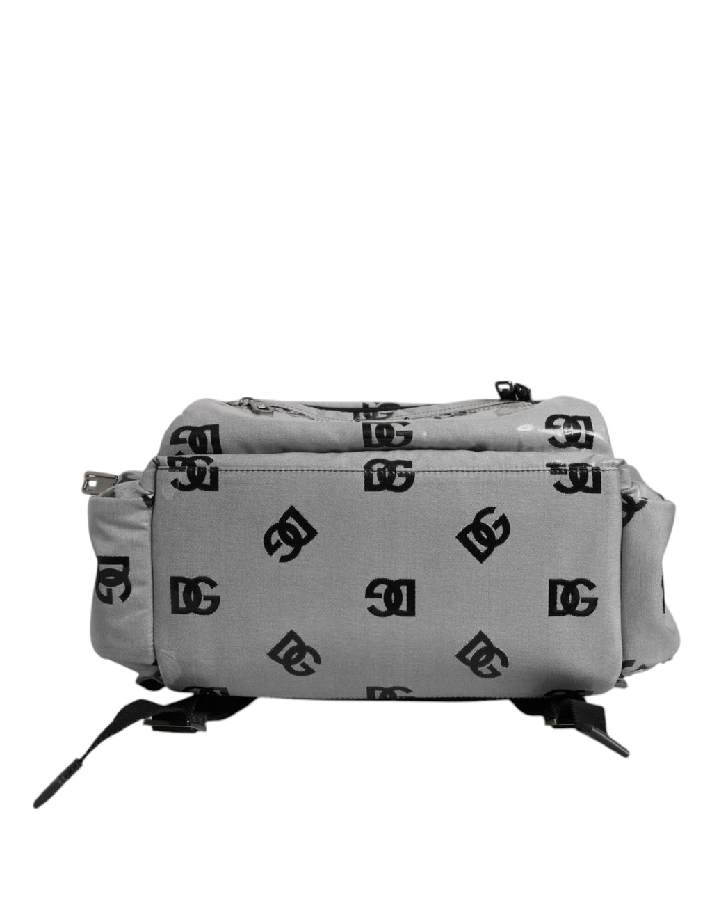 Dolce & Gabbana Polyester Grau Schwarz DG Logo Plaque Rucksack Tasche