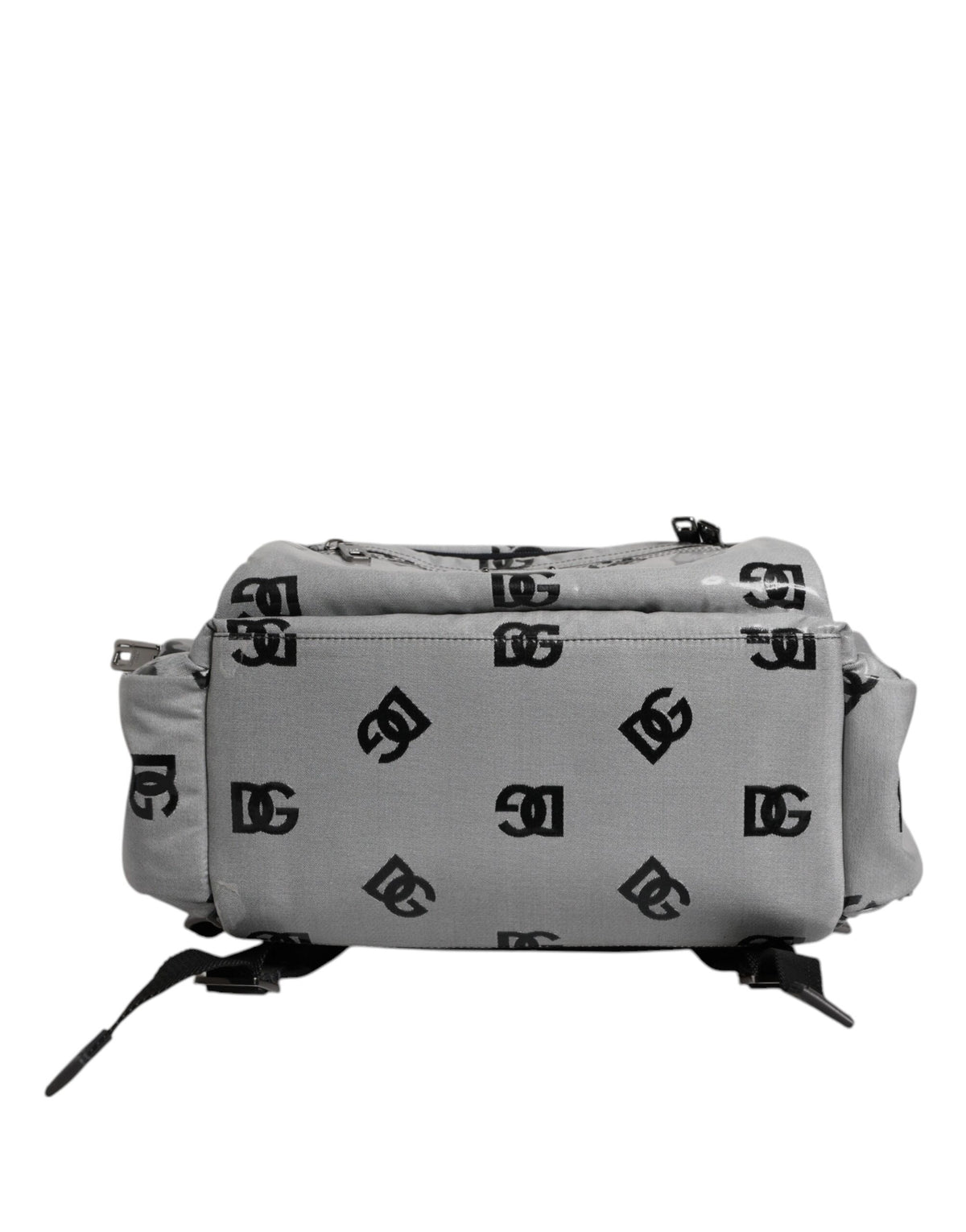 Dolce & Gabbana Polyester Grau Schwarz DG Logo Plaque Rucksack Tasche