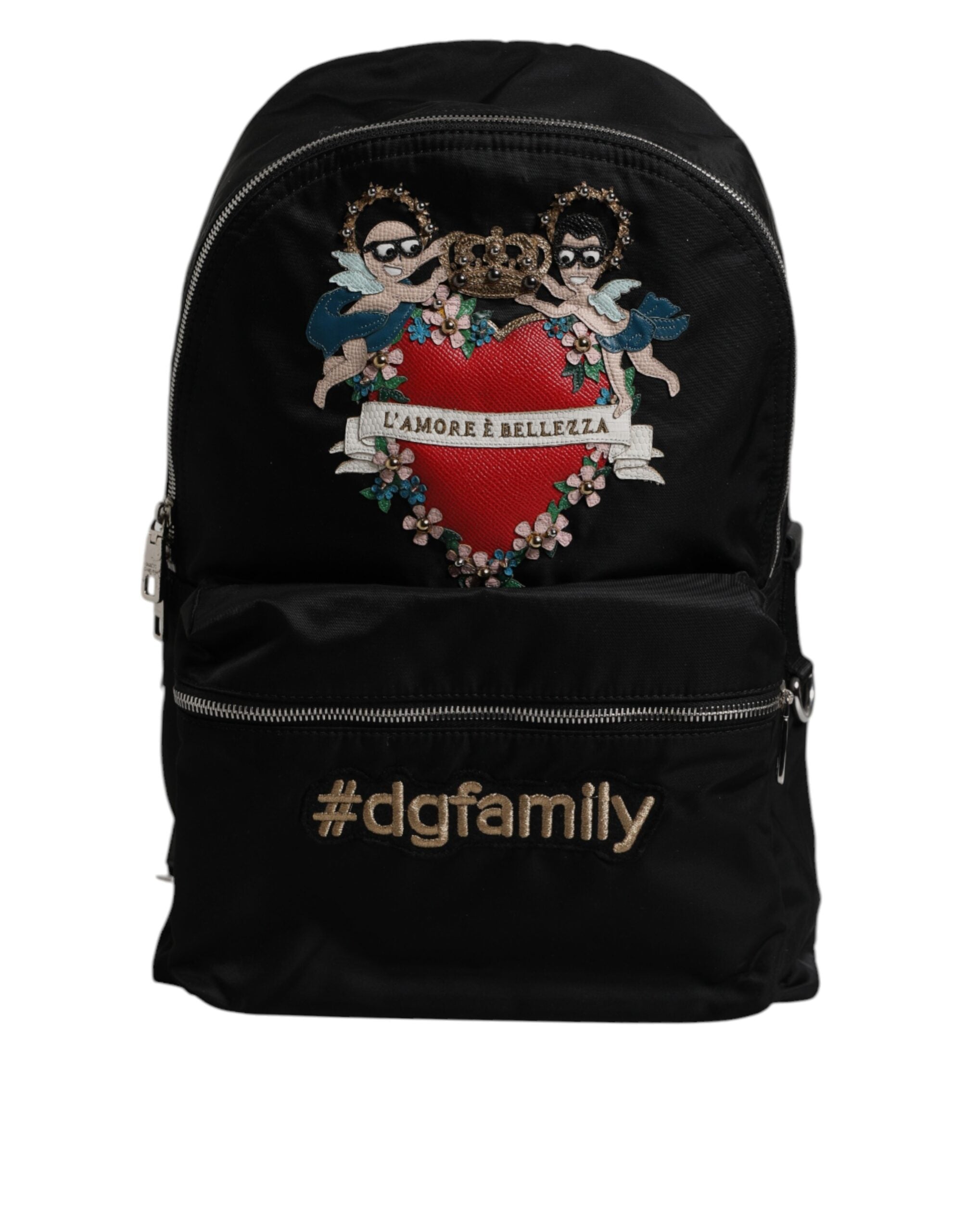 Dolce & Gabbana Black Nylon #DGFAMILY Embellished VULCANO Backpack Bag