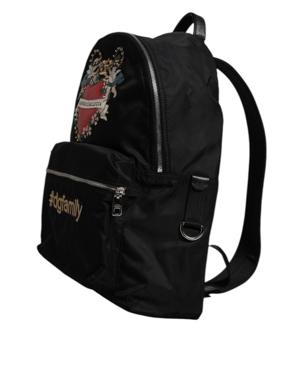 Dolce & Gabbana Black Nylon #DGFAMILY Embellished VULCANO Backpack Bag