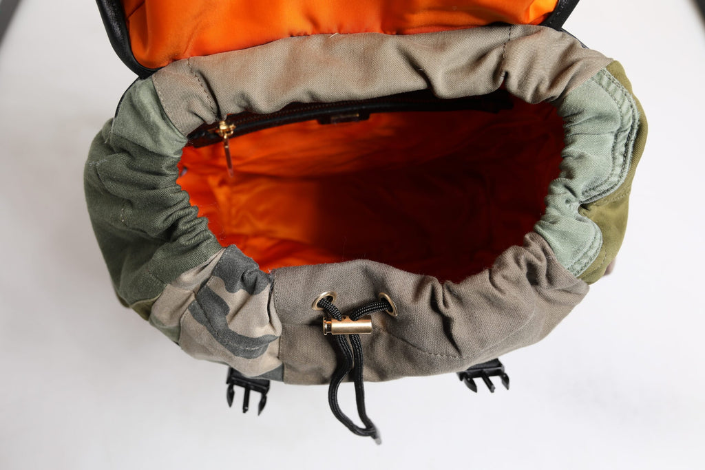 Dolce & Gabbana Military Green Patchwork Travel Backpack