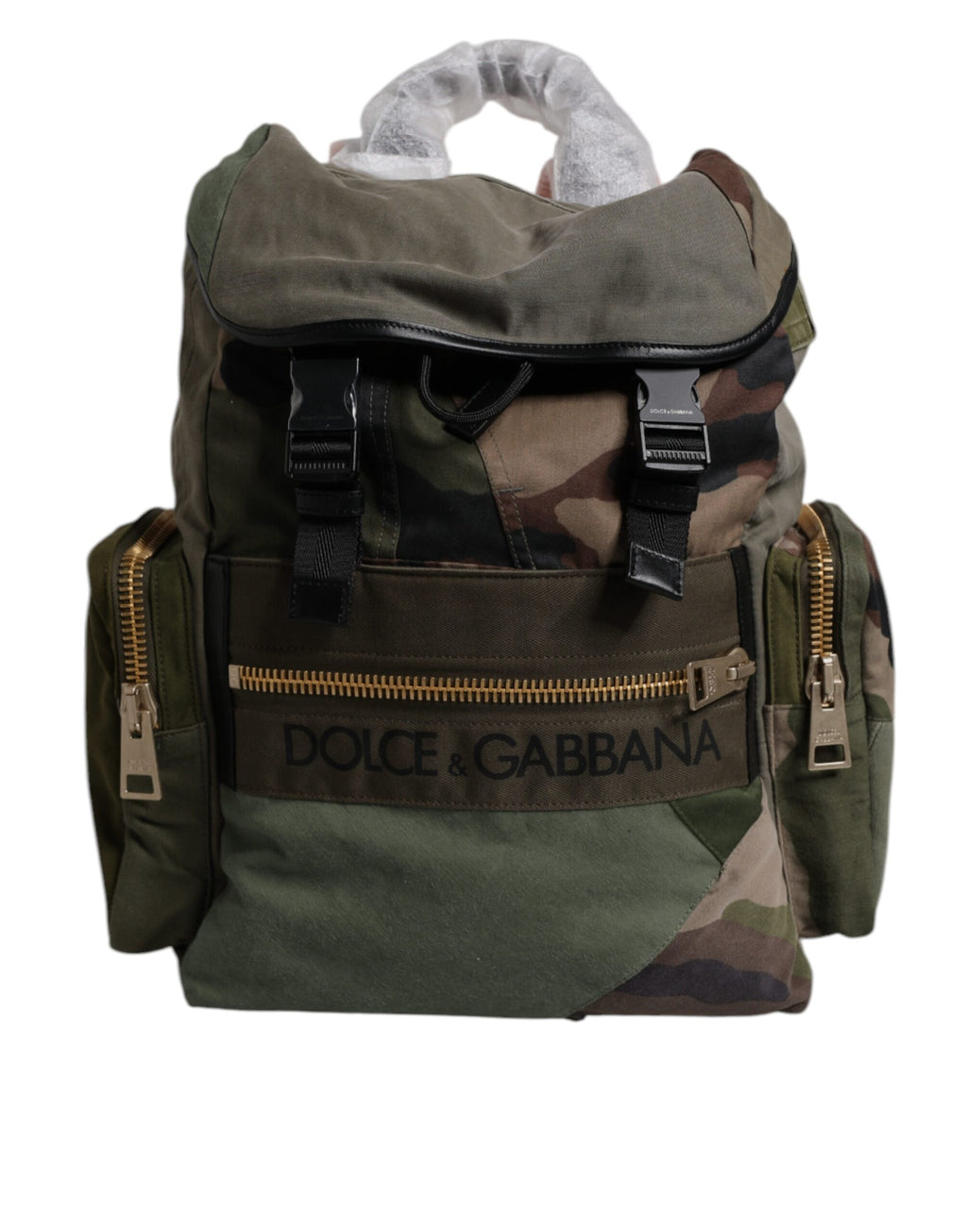 Dolce & Gabbana Military Green Patchwork Travel Backpack