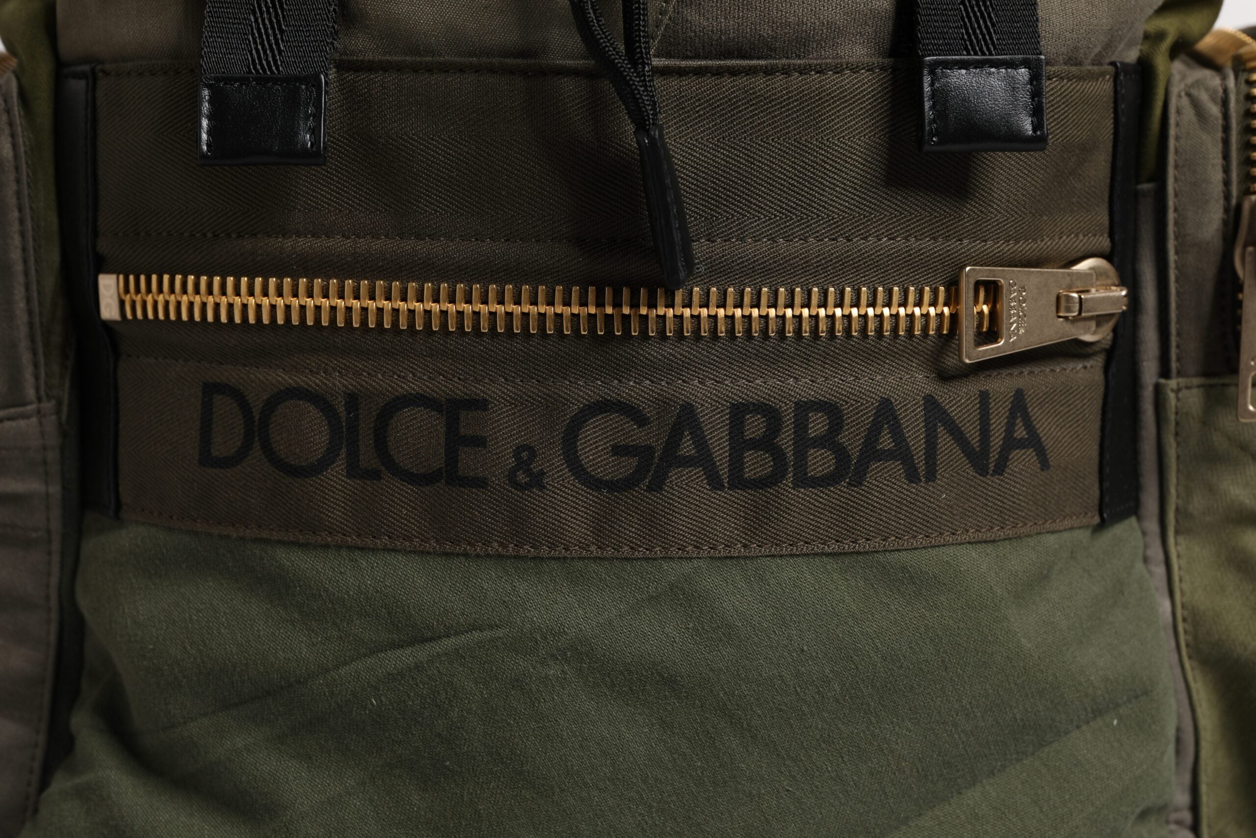 Dolce & Gabbana Military Green Patchwork Travel Backpack