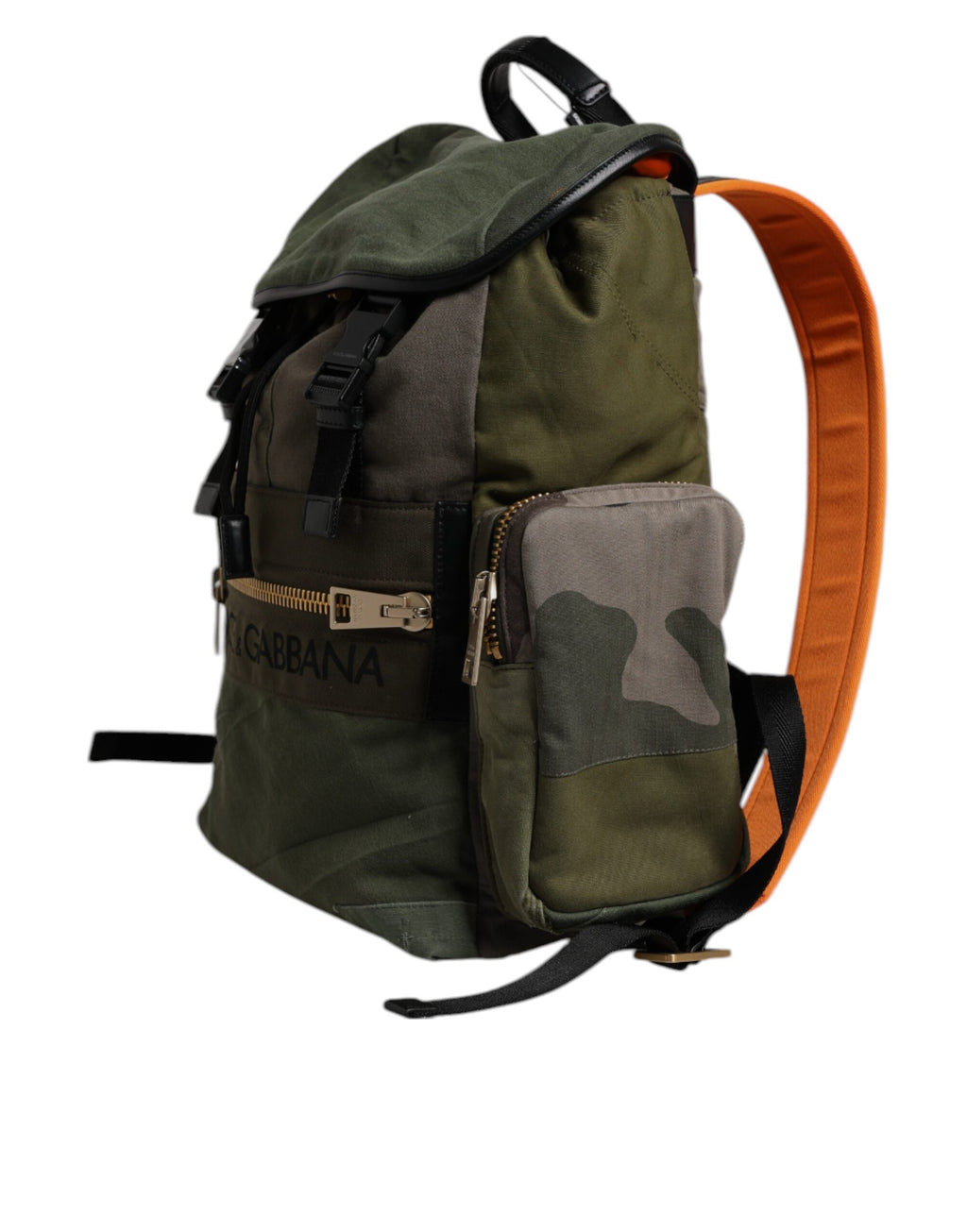 Dolce & Gabbana Military Green Patchwork Travel Backpack
