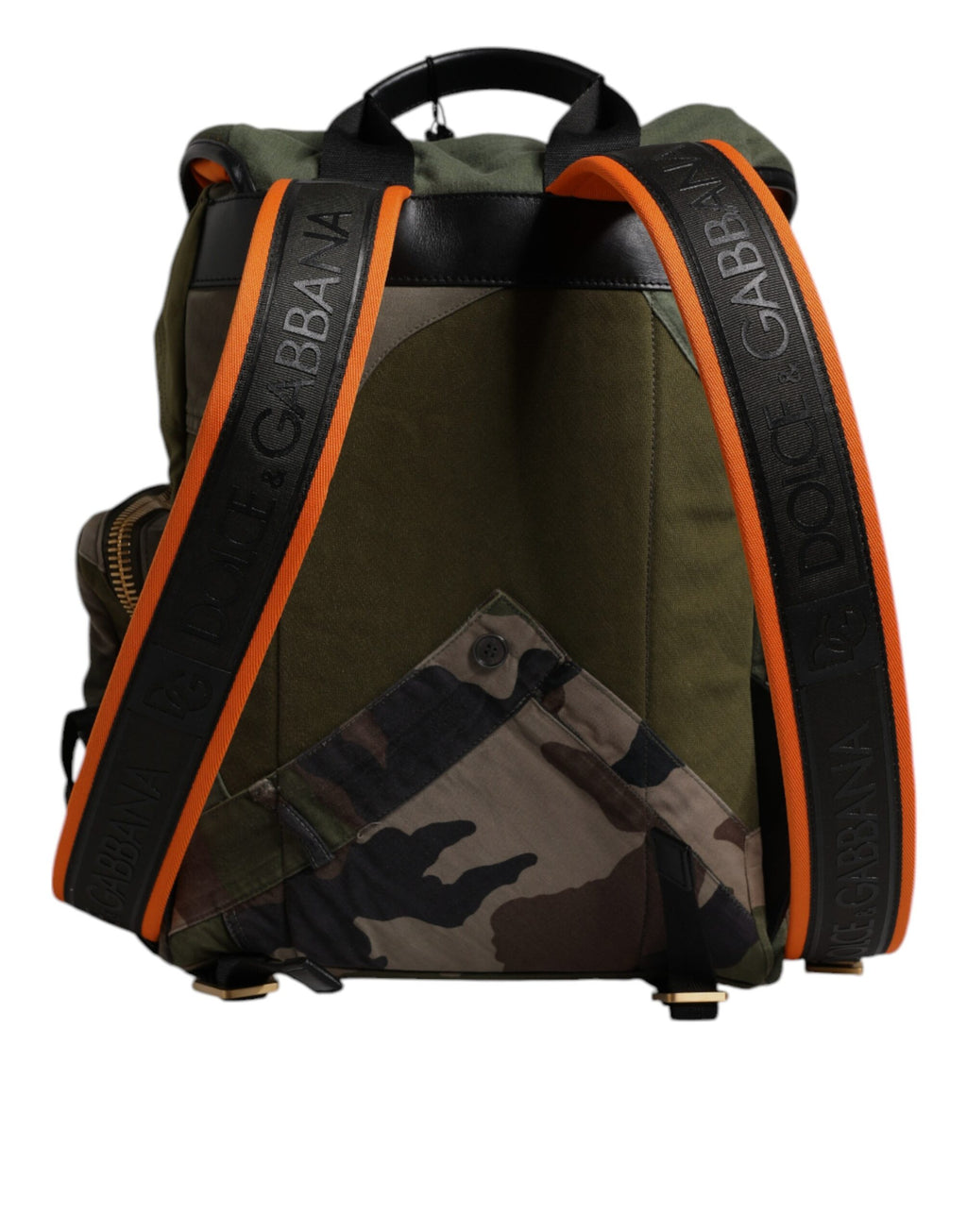 Dolce & Gabbana Military Green Patchwork Travel Backpack