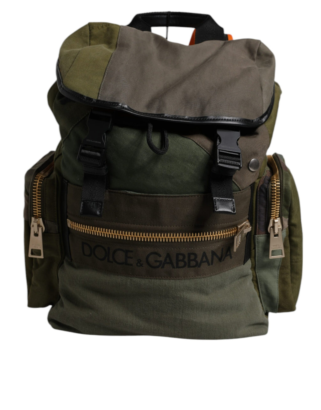 Dolce & Gabbana Military Green Patchwork Travel Backpack