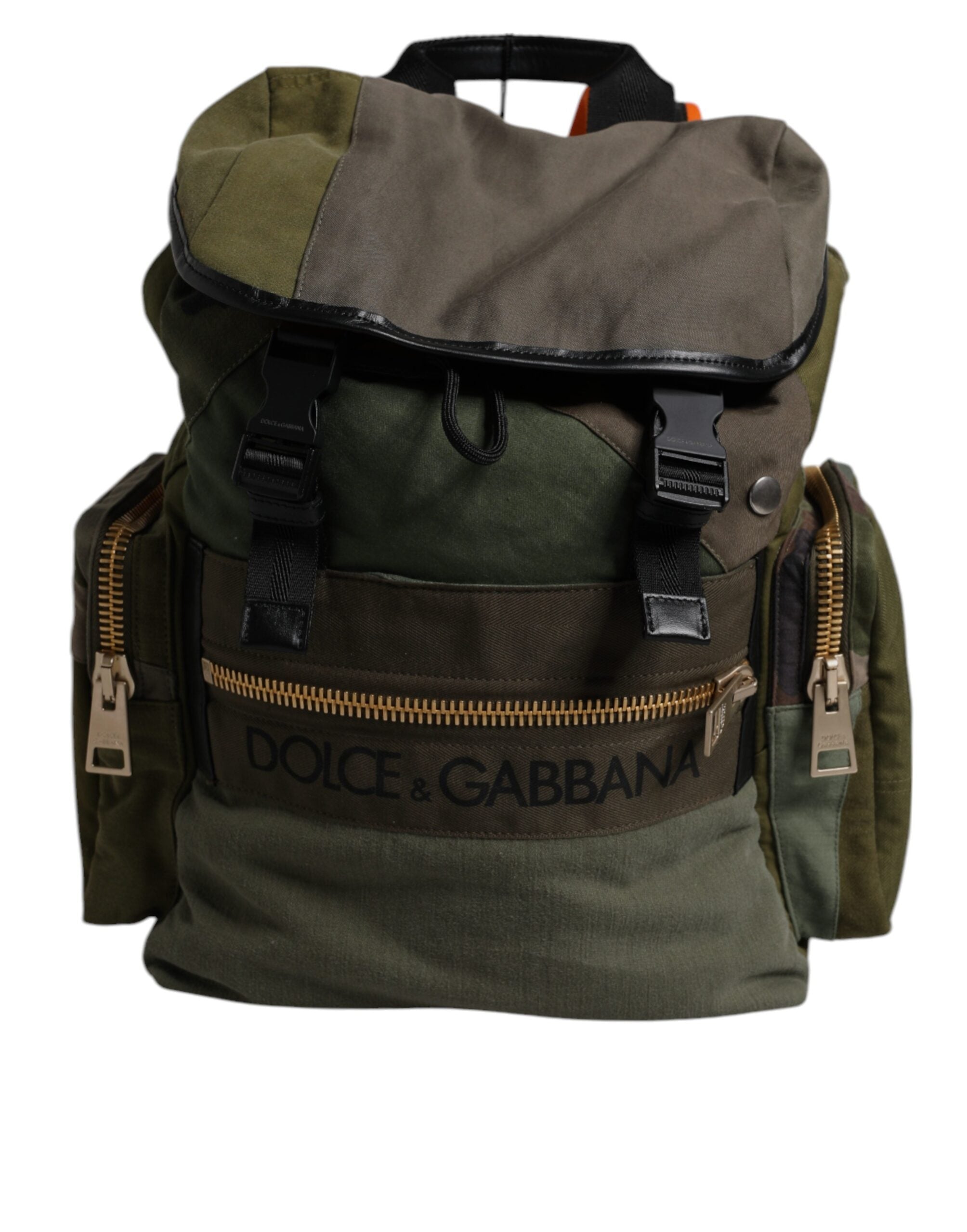 Dolce & Gabbana Military Green Patchwork Travel Backpack