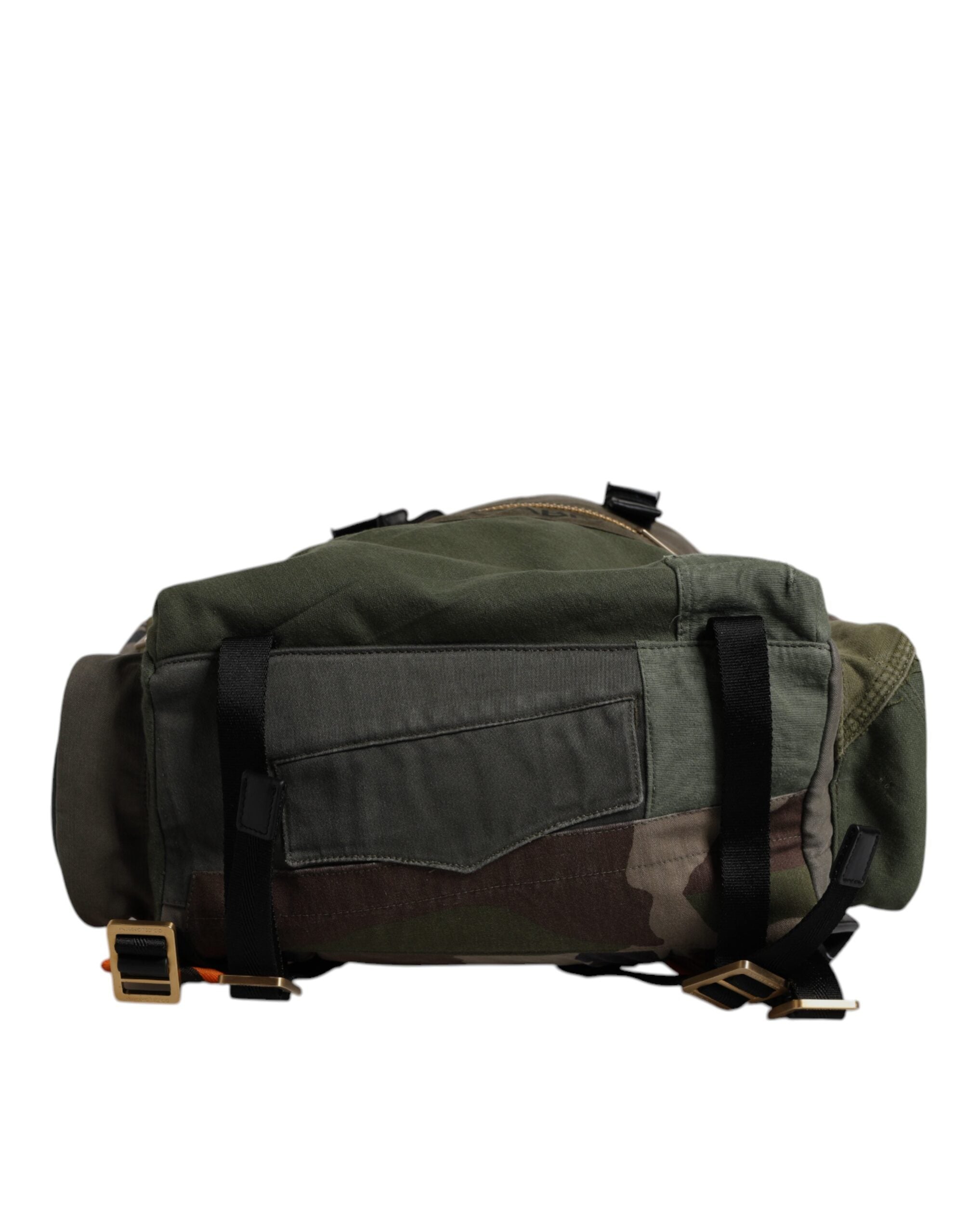 Dolce & Gabbana Militärgrünes Patchwork Schulrucksack Tasche