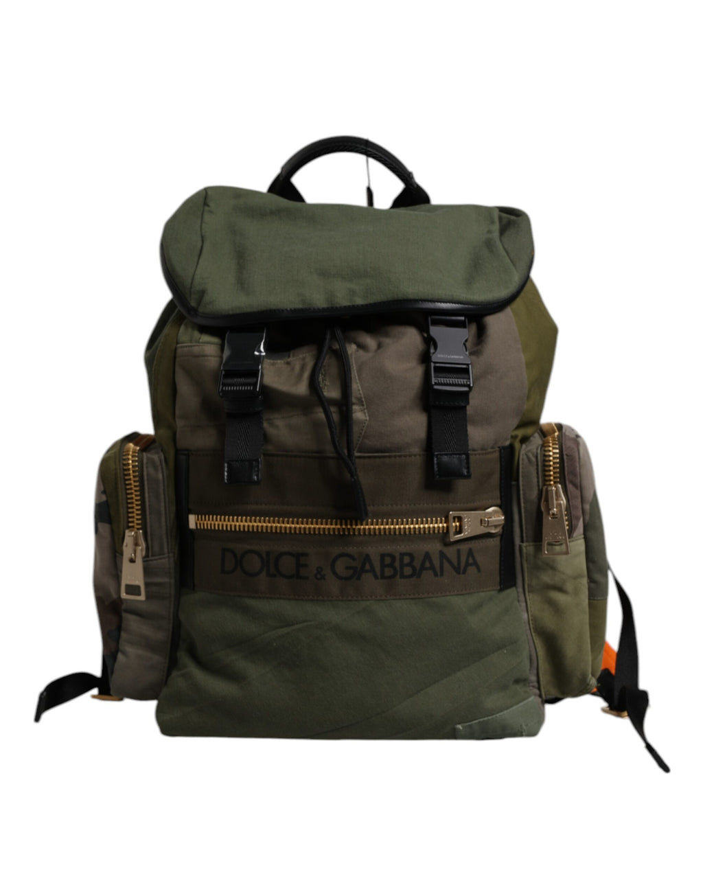 Dolce & Gabbana Militärgrünes Patchwork-Reiserucksacktasche