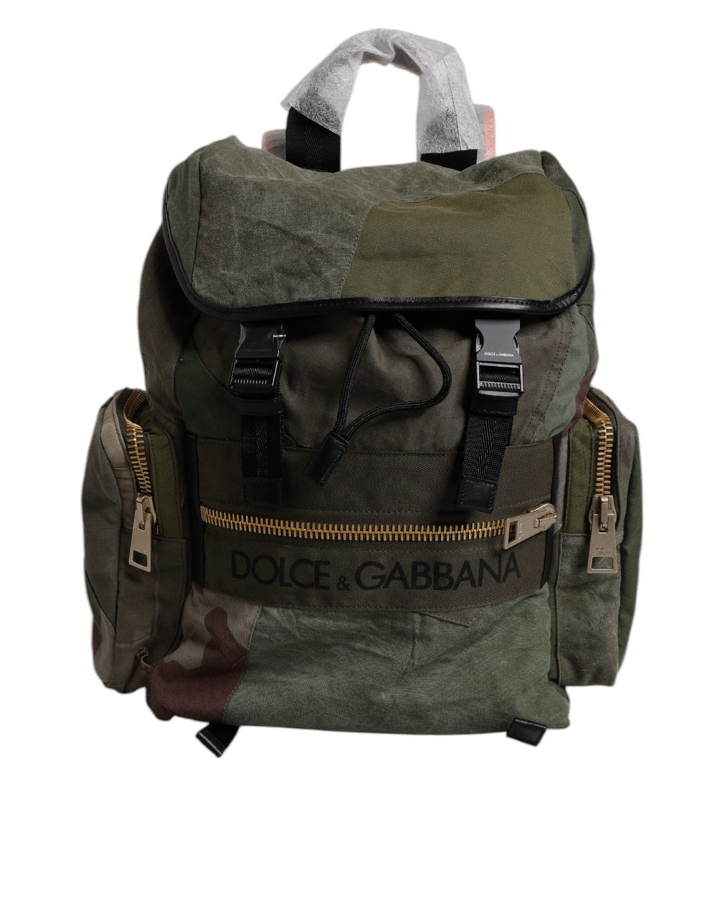 Dolce & Gabbana Militärgrünes Patchwork-Reiserucksacktasche