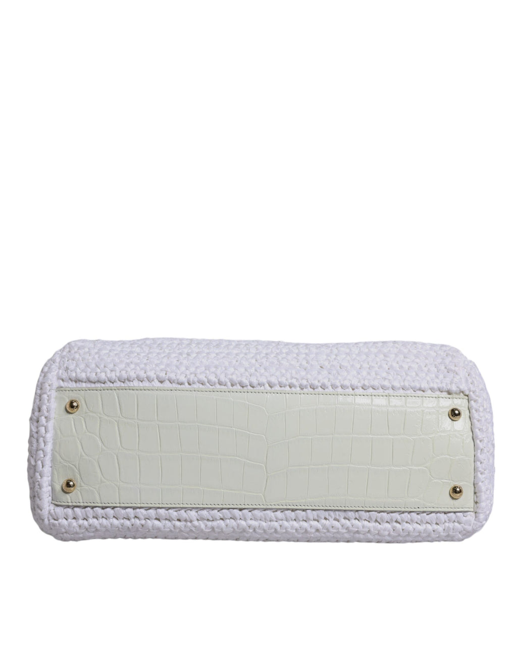 Dolce & Gabbana Weiße Rafia Leder Umhängetasche mit oberem Griff