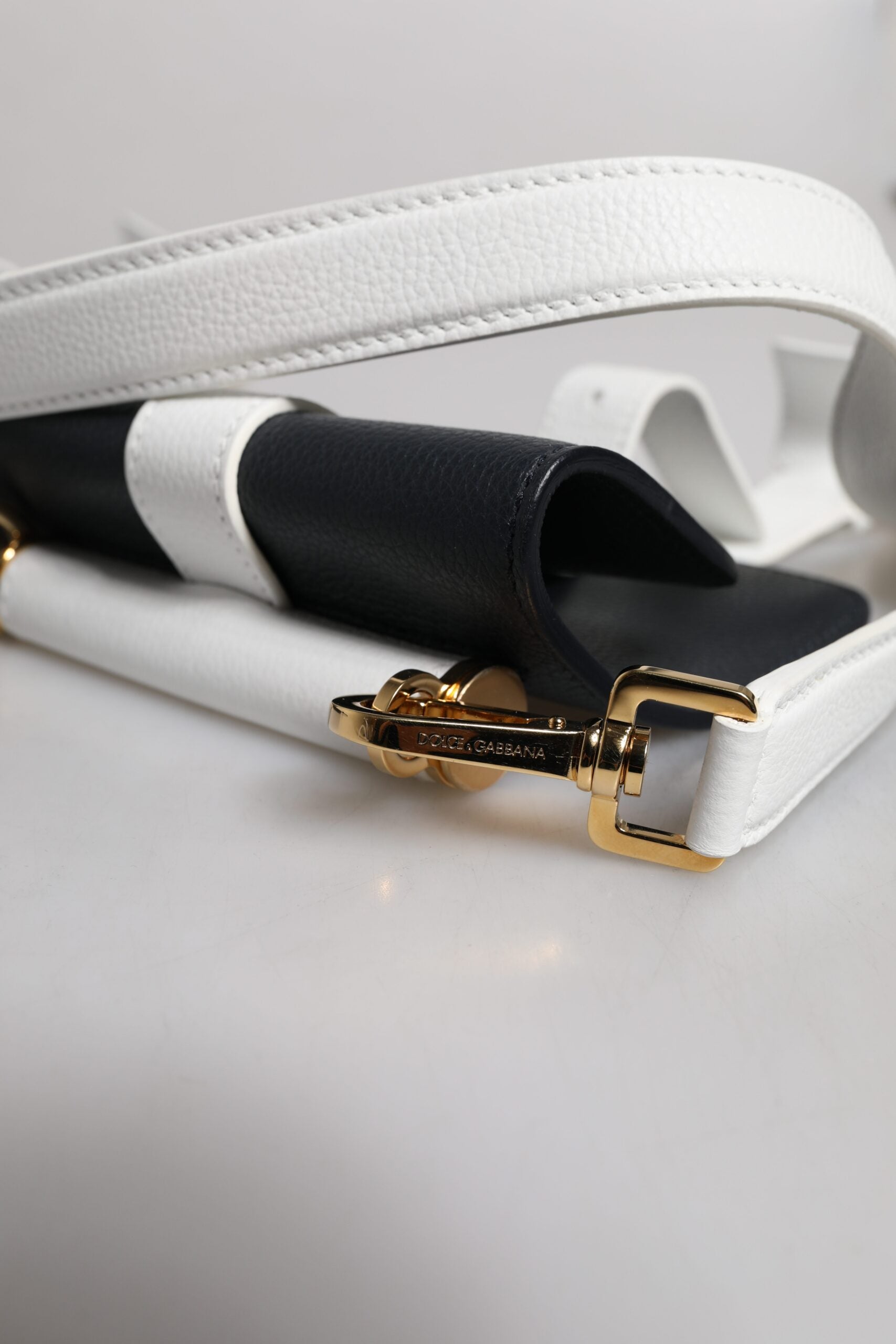 Dolce & Gabbana Blue and White Calfskin Crossbody Shoulder Bag