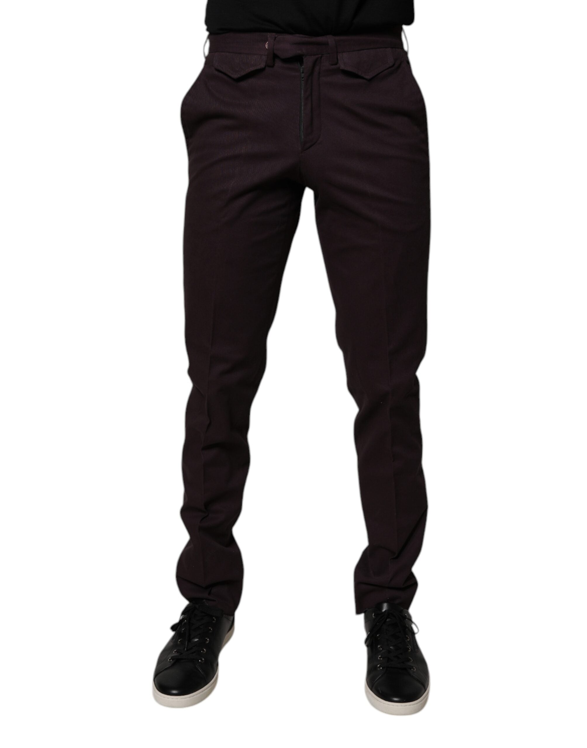 BENCIVENGA Brown Pure Cotton Slim Fit Men's Suit Trousers