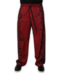 Dolce & Gabbana Red Leopard Print Polyester Men's Jogger Pants