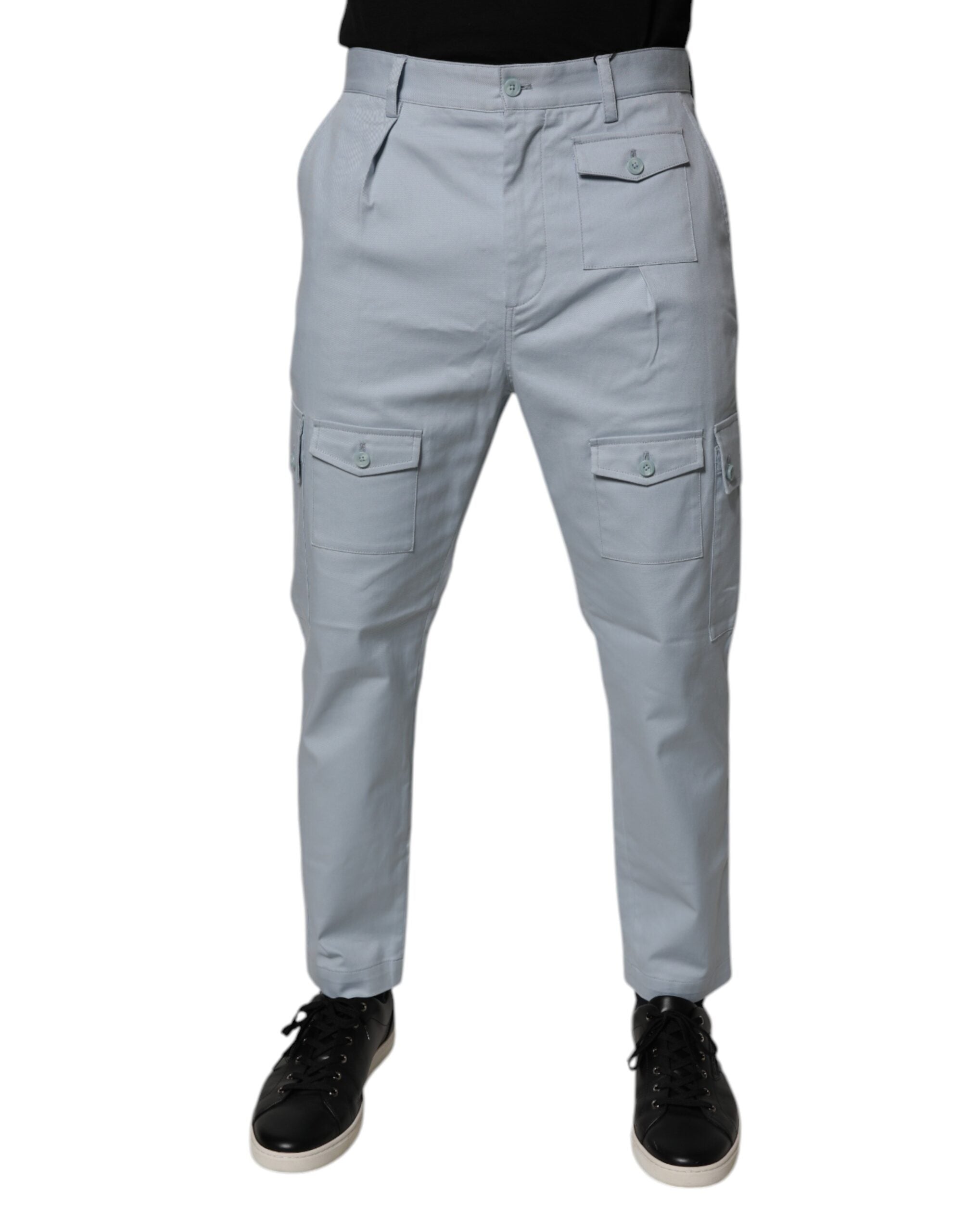 Dolce & Gabbana Light Blue Cotton Cargo Tapered Trousers