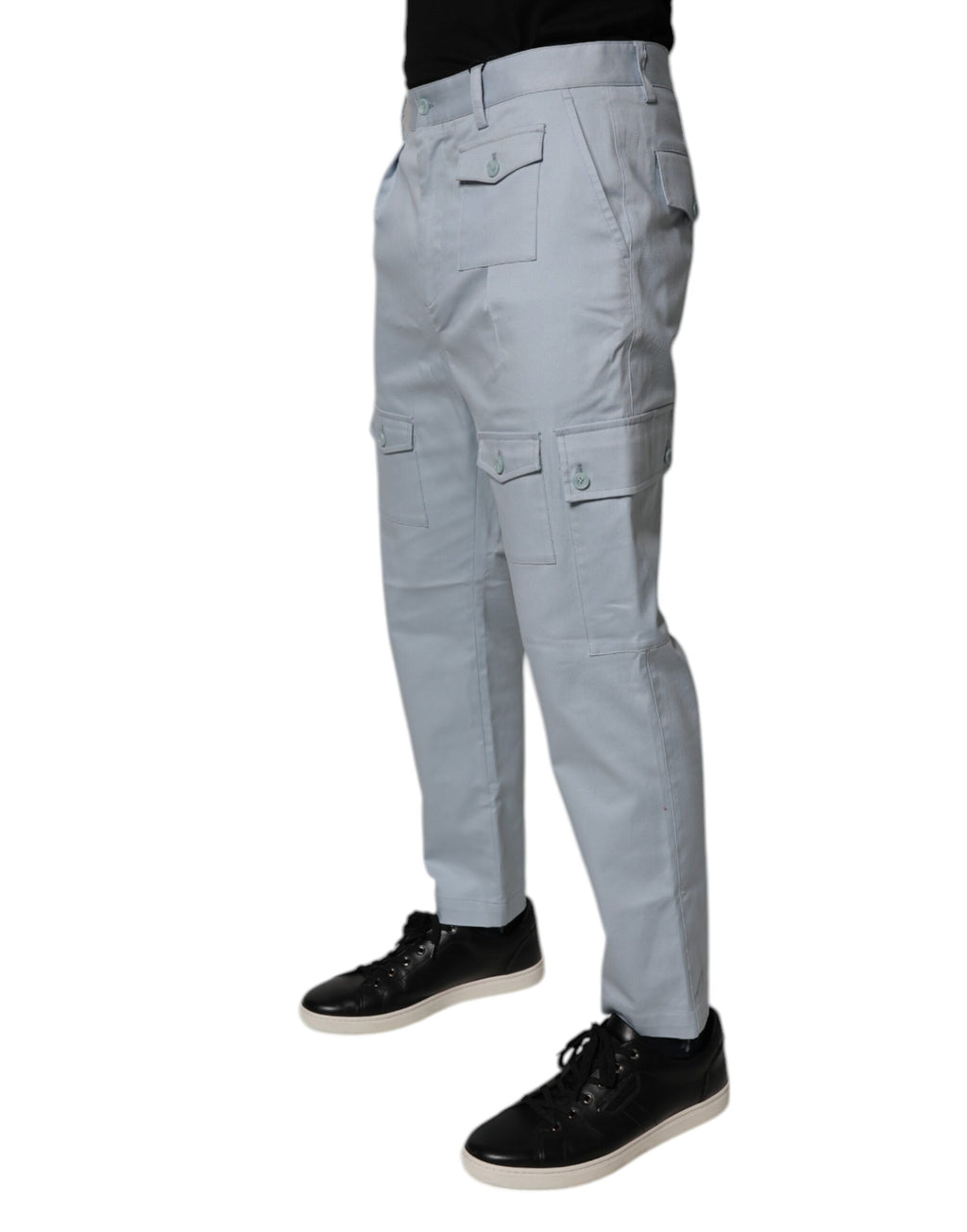Dolce & Gabbana Light Blue Cotton Cargo Tapered Trousers