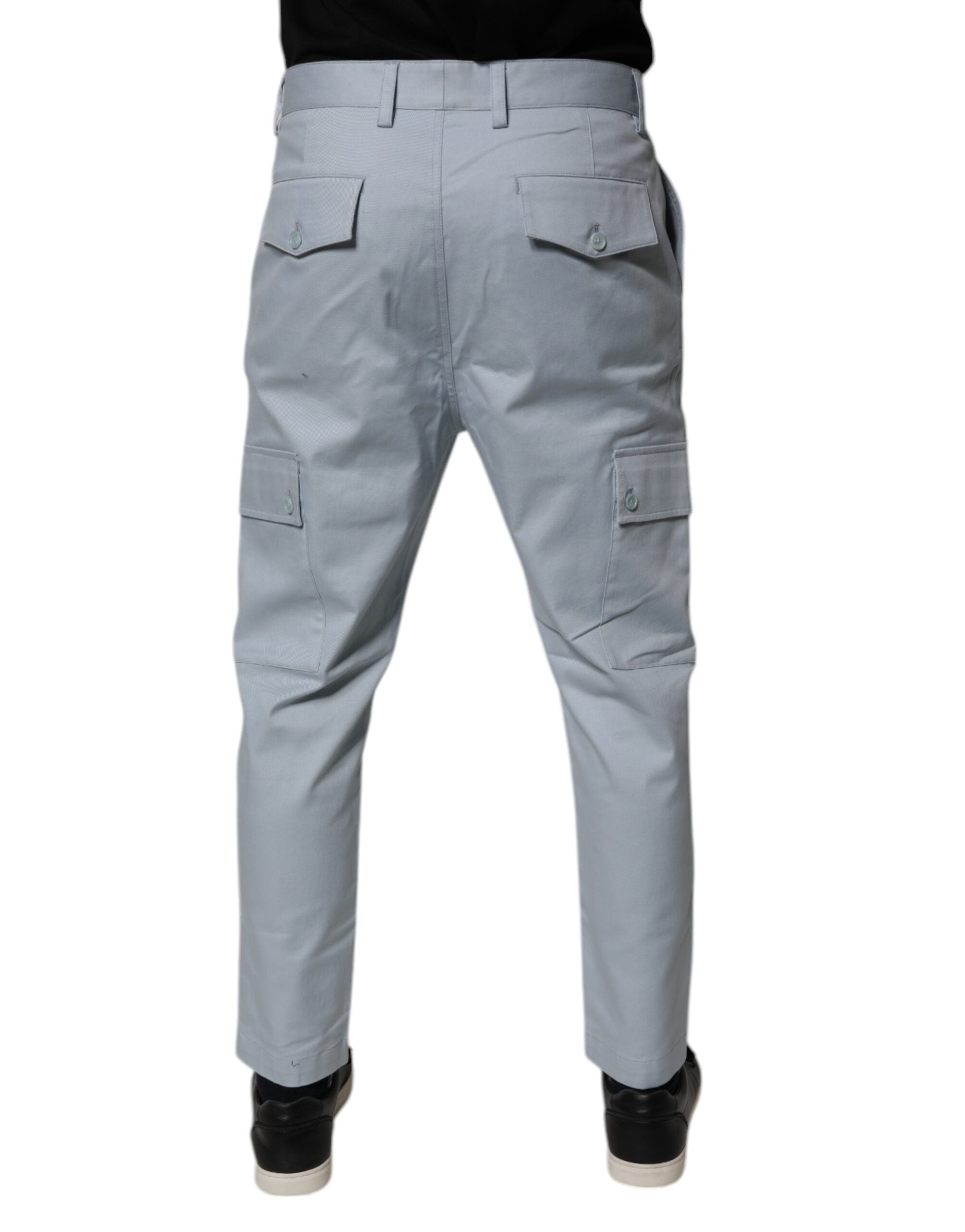 Dolce & Gabbana Light Blue Cotton Cargo Tapered Trousers