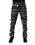 Dolce & Gabbana Black Logo-Print Straight Denim Jeans in Cotton