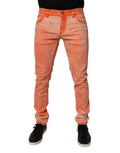 Dolce & Gabbana Orange Tie Dye Baumwolle Skinny Männer Denim Jeans