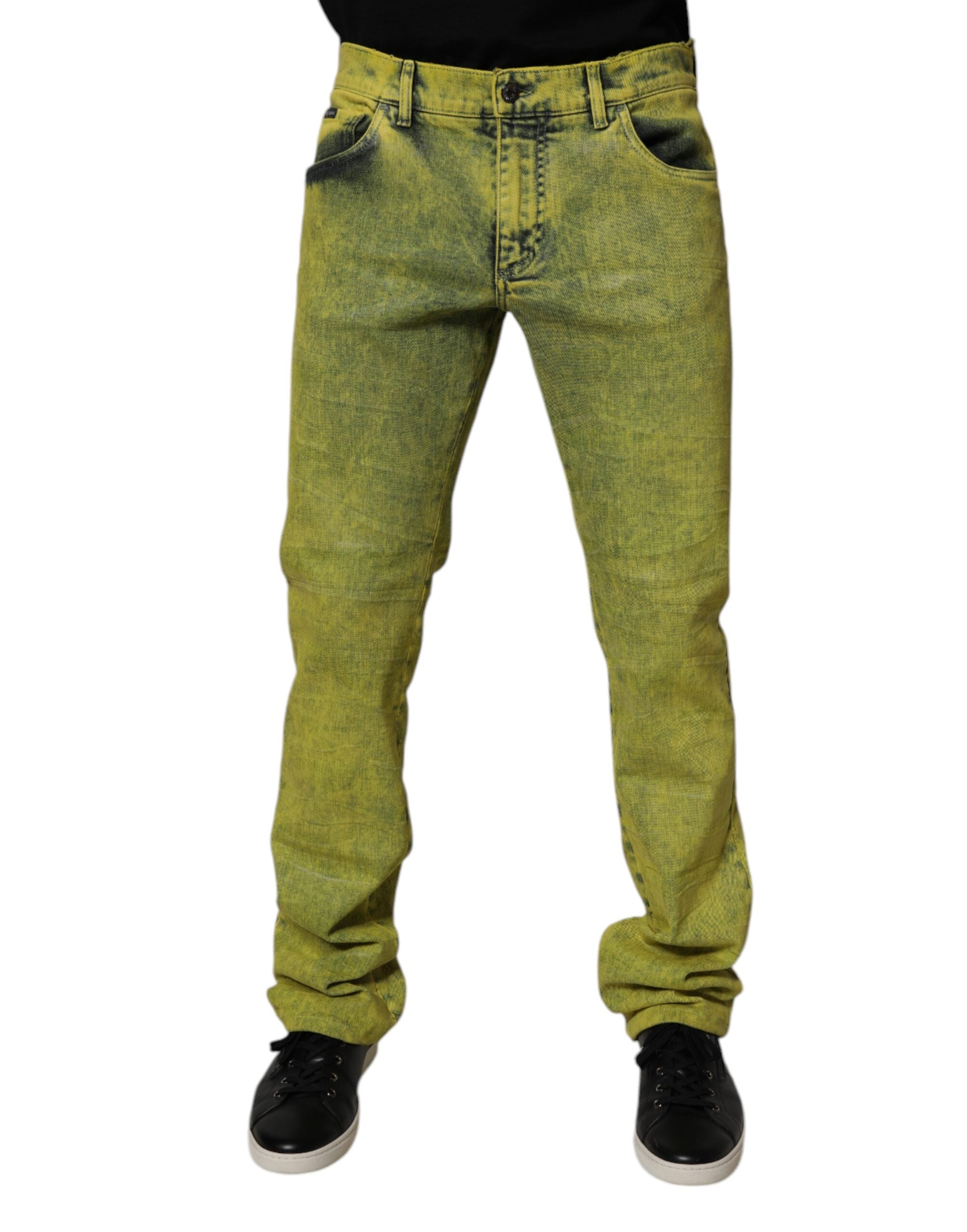 Dolce & Gabbana Men's Yellow Cotton-Stretch Skinny Denim Jeans