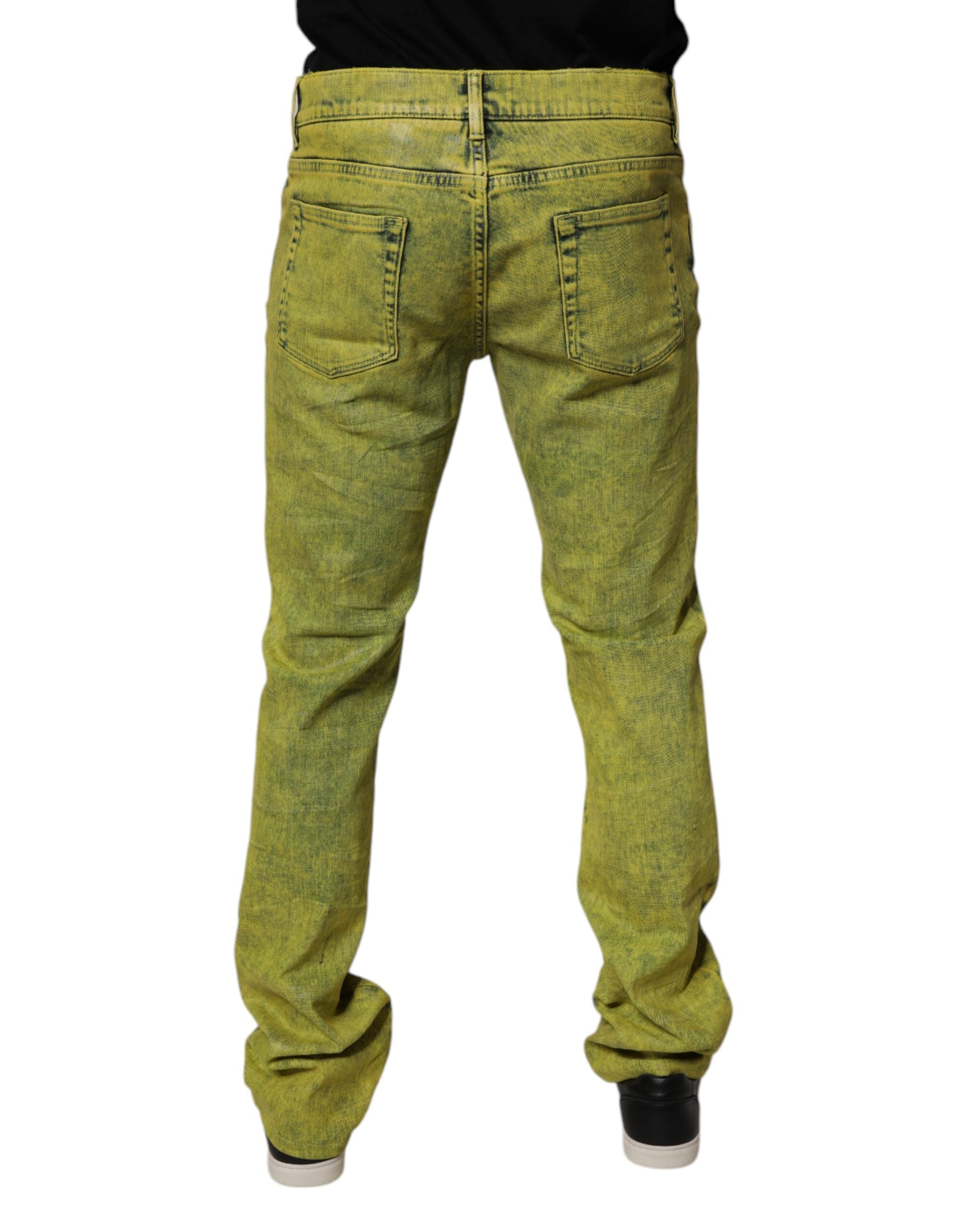 Dolce & Gabbana Men's Yellow Cotton-Stretch Skinny Denim Jeans