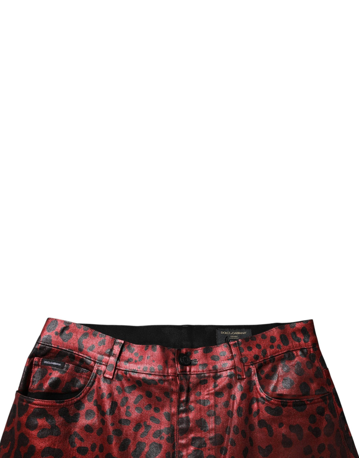 Dolce & Gabbana Rote Leopard-Baumwolle Gerade Männer Denim Jeans