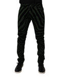 Dolce & Gabbana Schwarz-grün gestreifte Baumwoll-Skinny Denim Jeans
