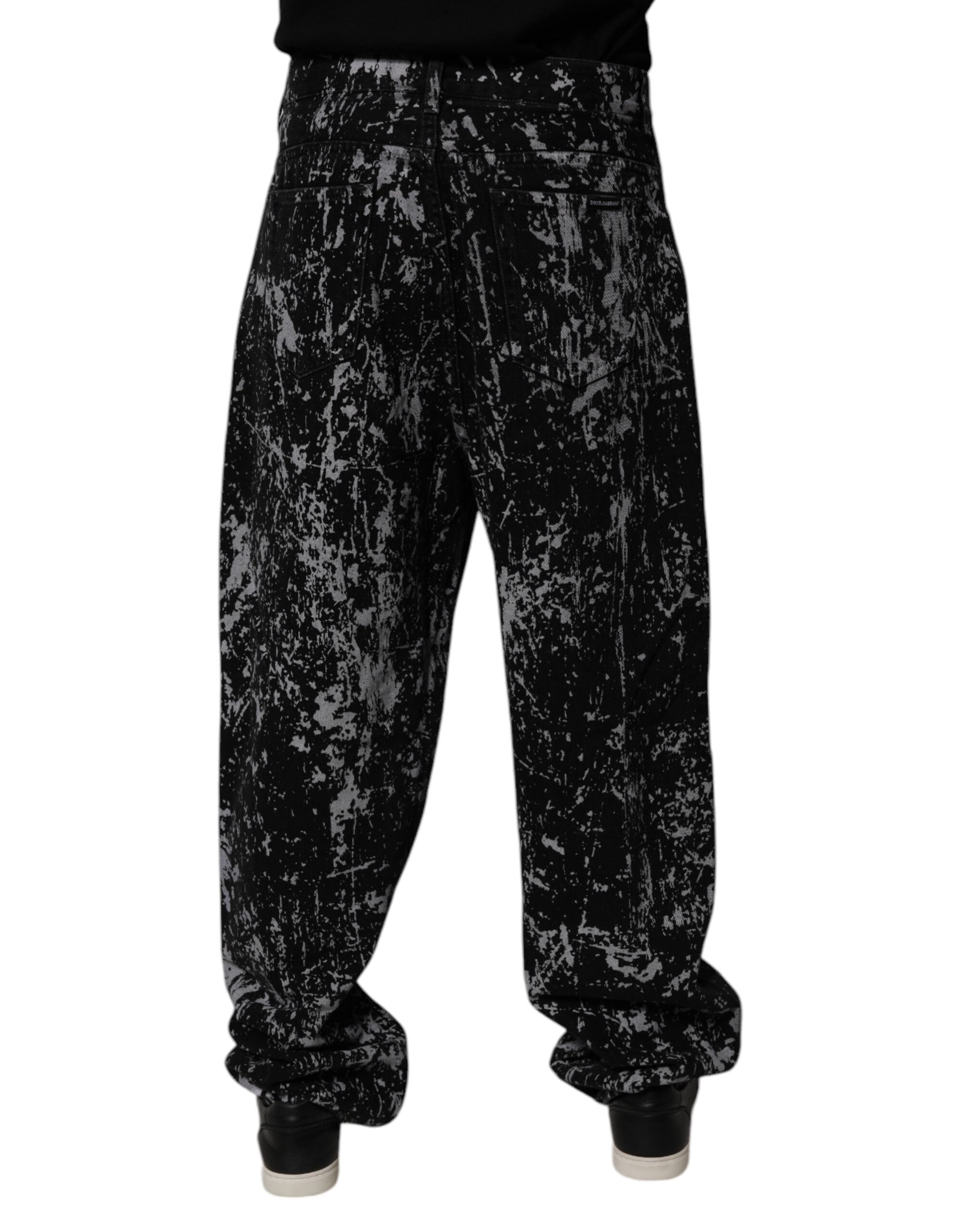 Dolce & Gabbana Schwarze Krawattenfärbung Baumwolle gerade Männer Denim Jeans