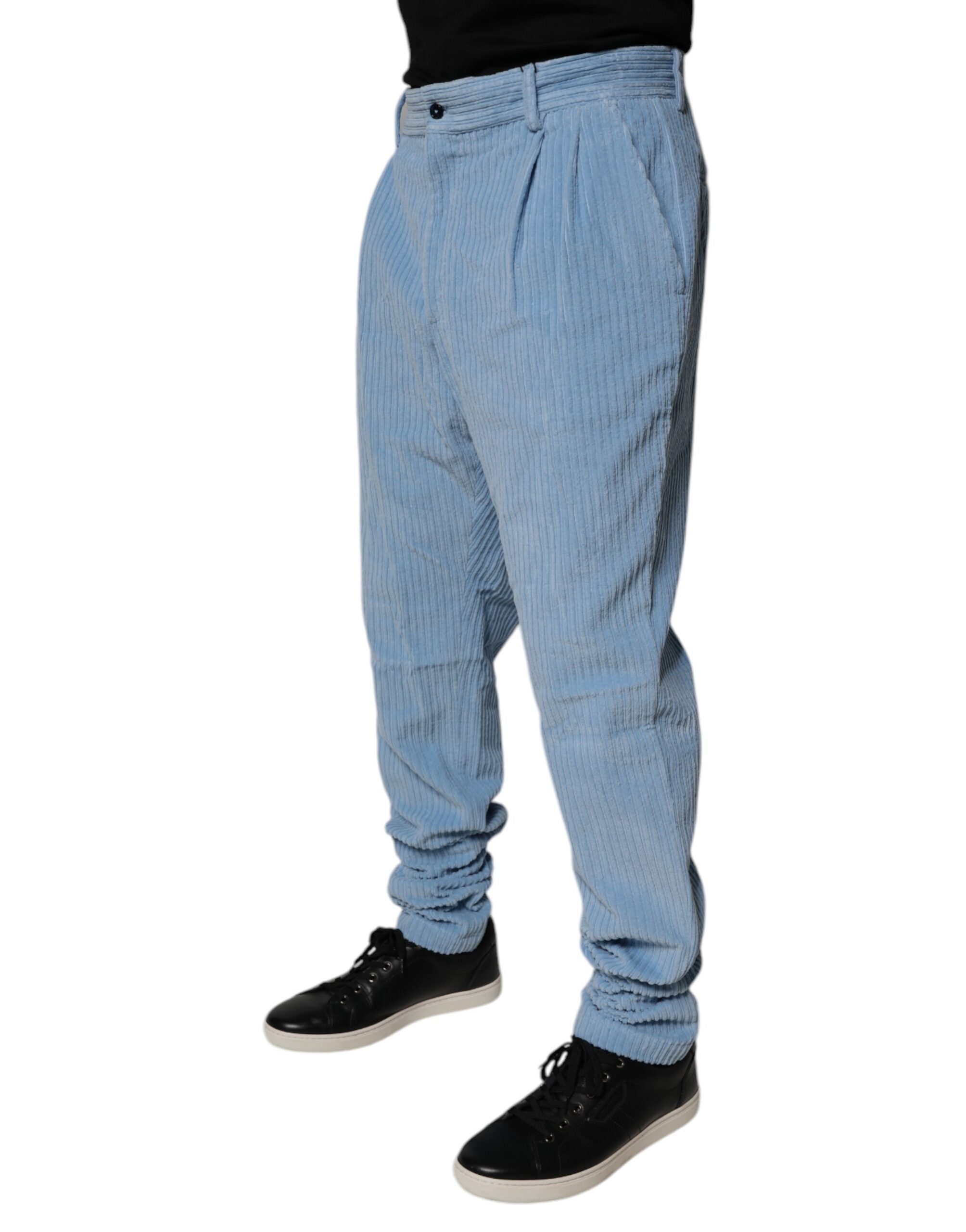Dolce & Gabbana Hellblaue Kord-Baumwoll-Skinny-Denim-Jeans