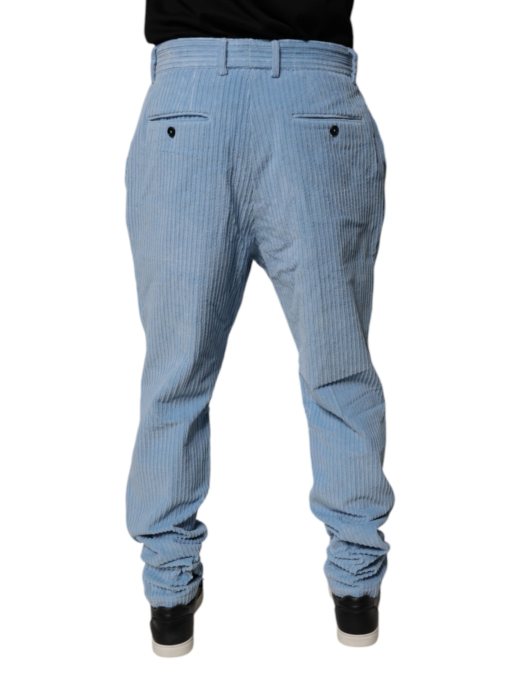 Dolce & Gabbana Hellblaue Kord-Baumwoll-Skinny-Denim-Jeans