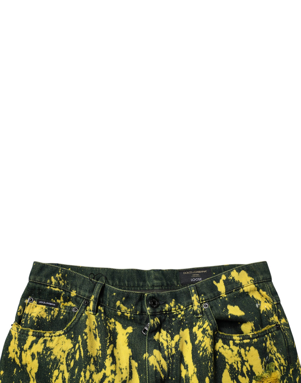 Dolce & Gabbana Black Yellow Tie Dye Tattered Skinny Men's Denim Jeans