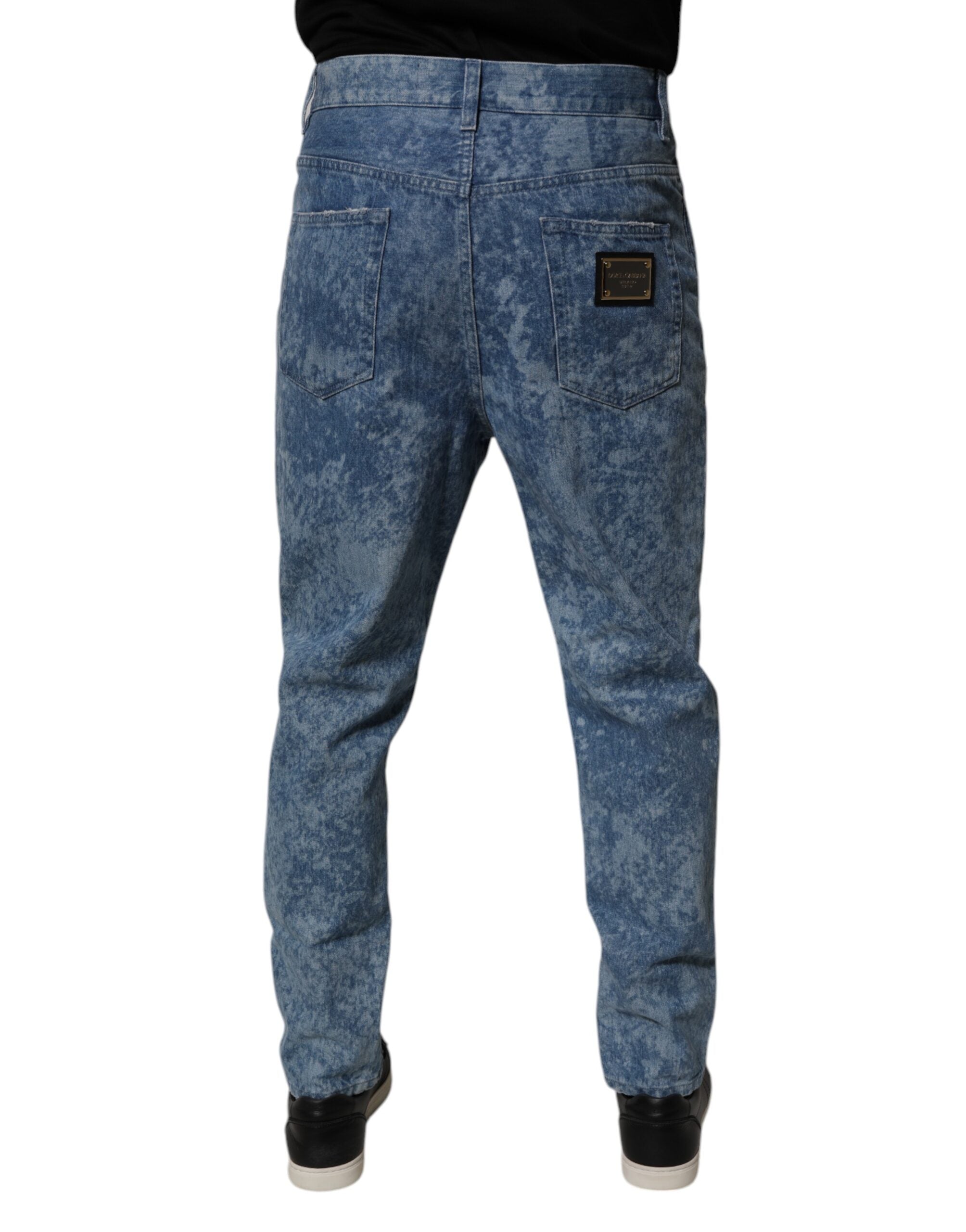 Dolce & Gabbana Blue Tie Dye Cotton Skinny Men's Denim Jeans