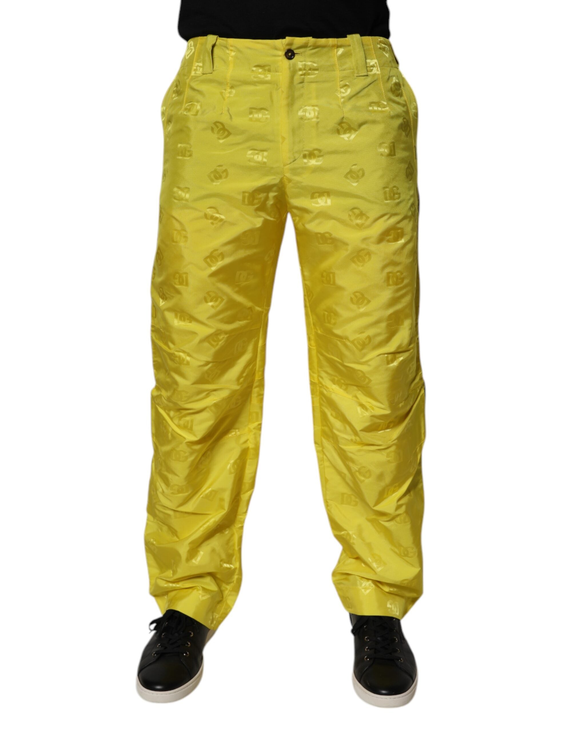 Dolce & Gabbana Gelbe DG Monogram Polyester-Hose