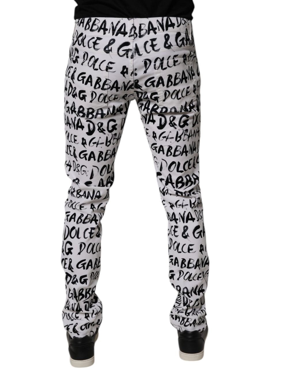 Dolce & Gabbana Weiße Logo bedruckte Skinny Denim Jeans aus Baumwolle