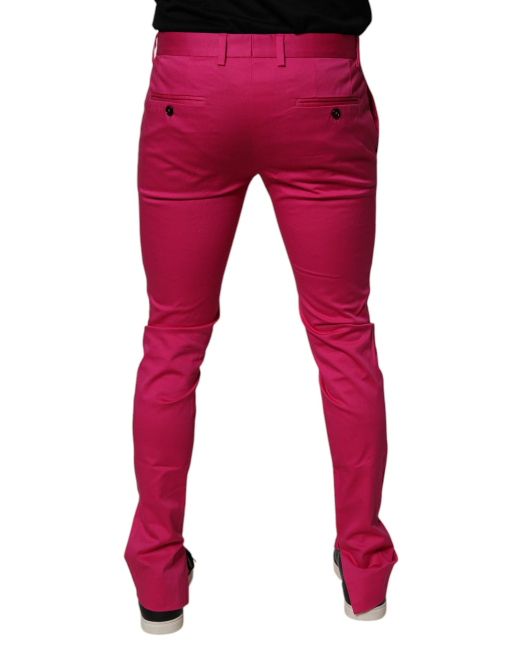 Dolce & Gabbana Pink Black Striped Slim Fit Men's Suit Trousers