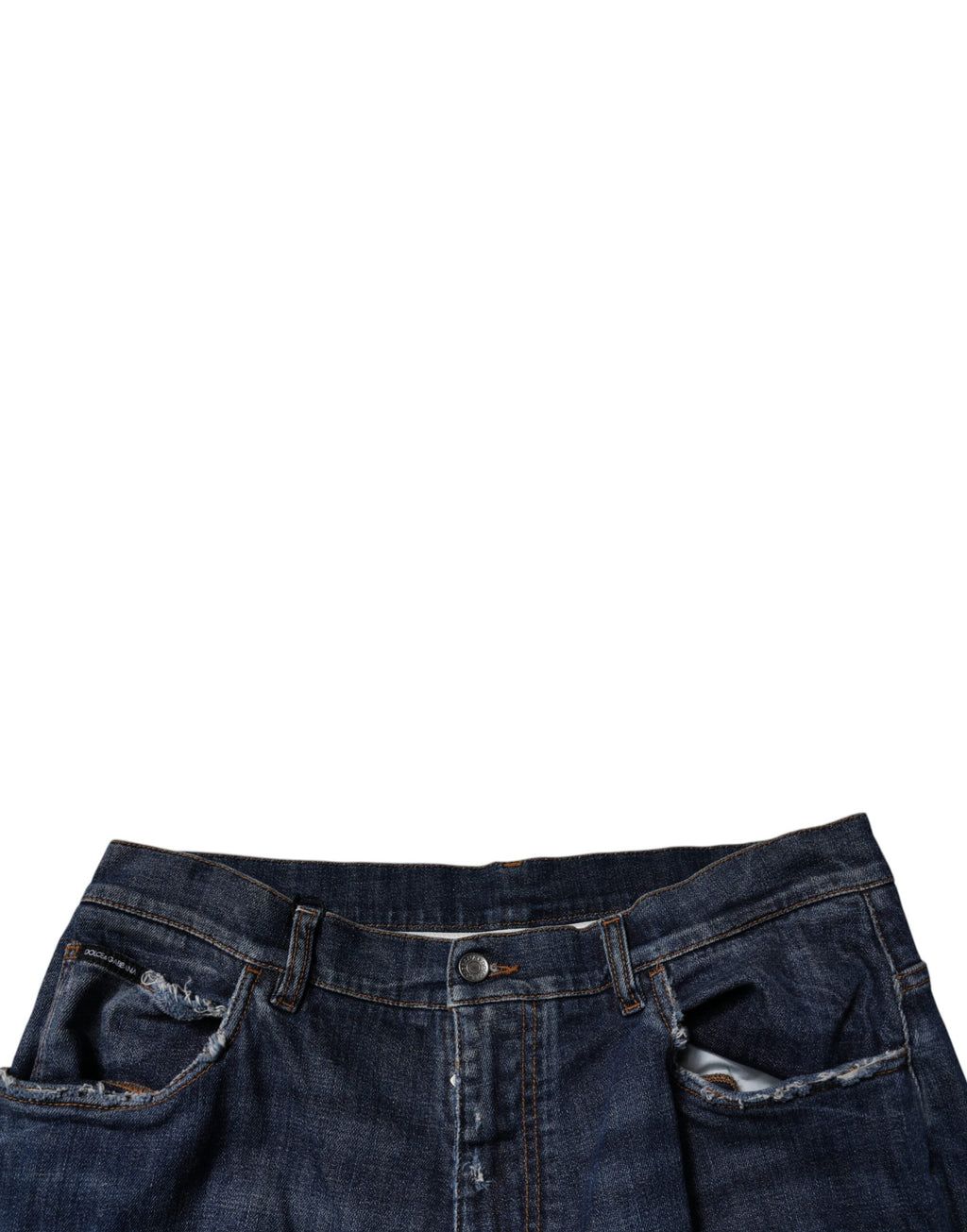 Dolce & Gabbana Men's Dark Blue Distressed Wide-Leg Denim Jeans