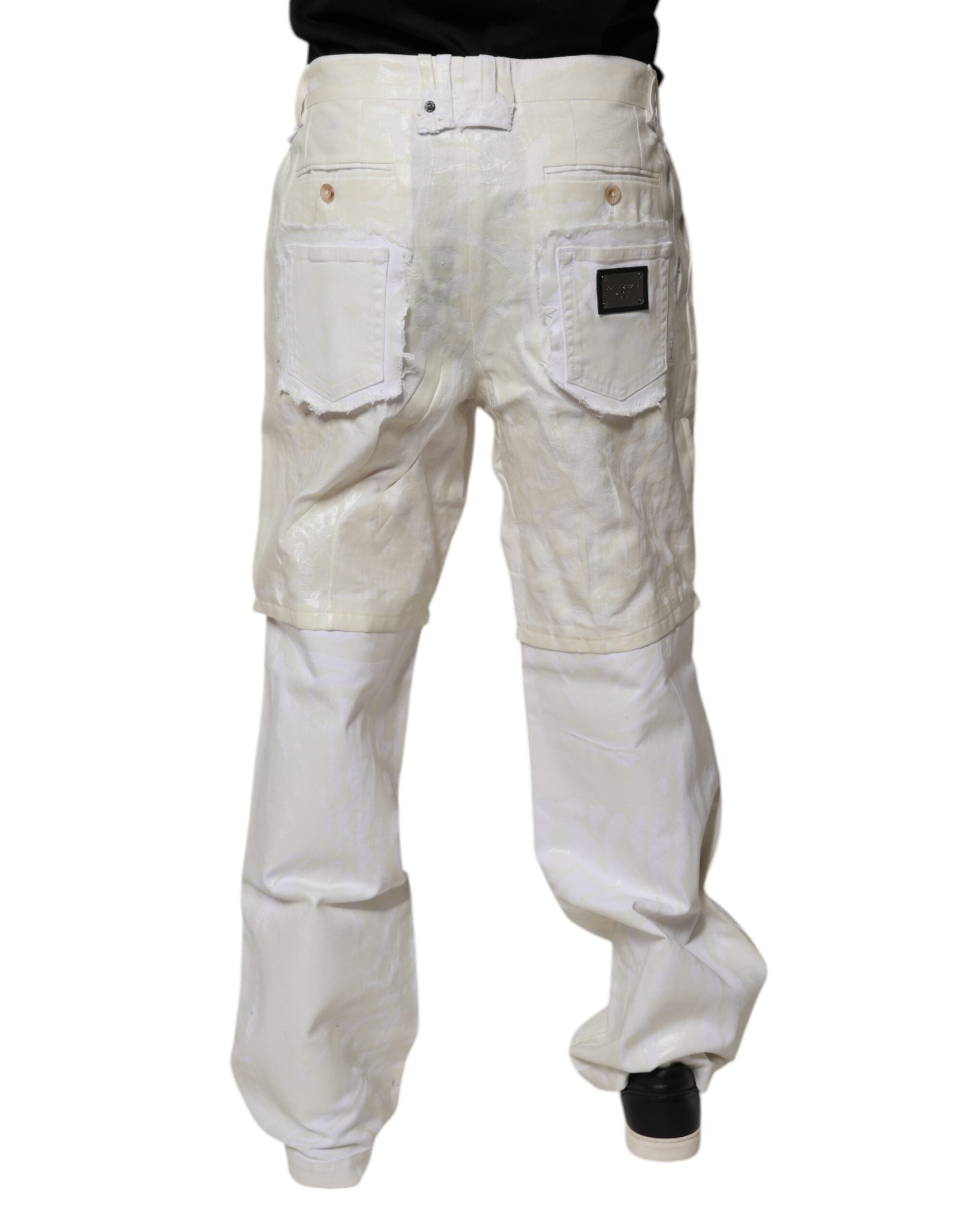 Dolce & Gabbana Weiße Leinen Mid Waist Straight Herren Denim Jeans