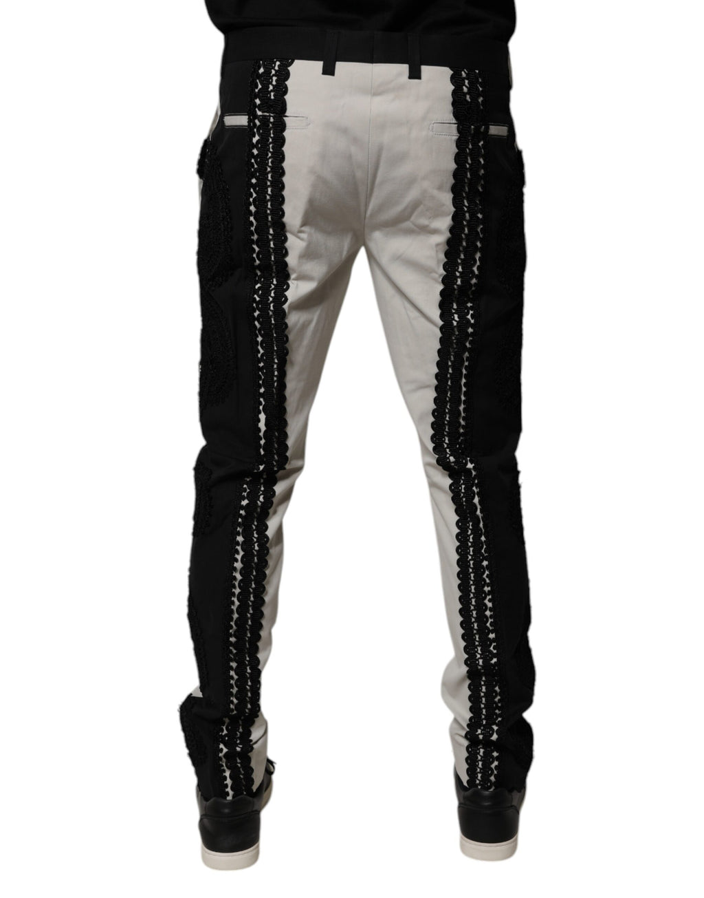 Dolce & Gabbana White Lace Trim Dress and Mid-Rise Formal Trousers
