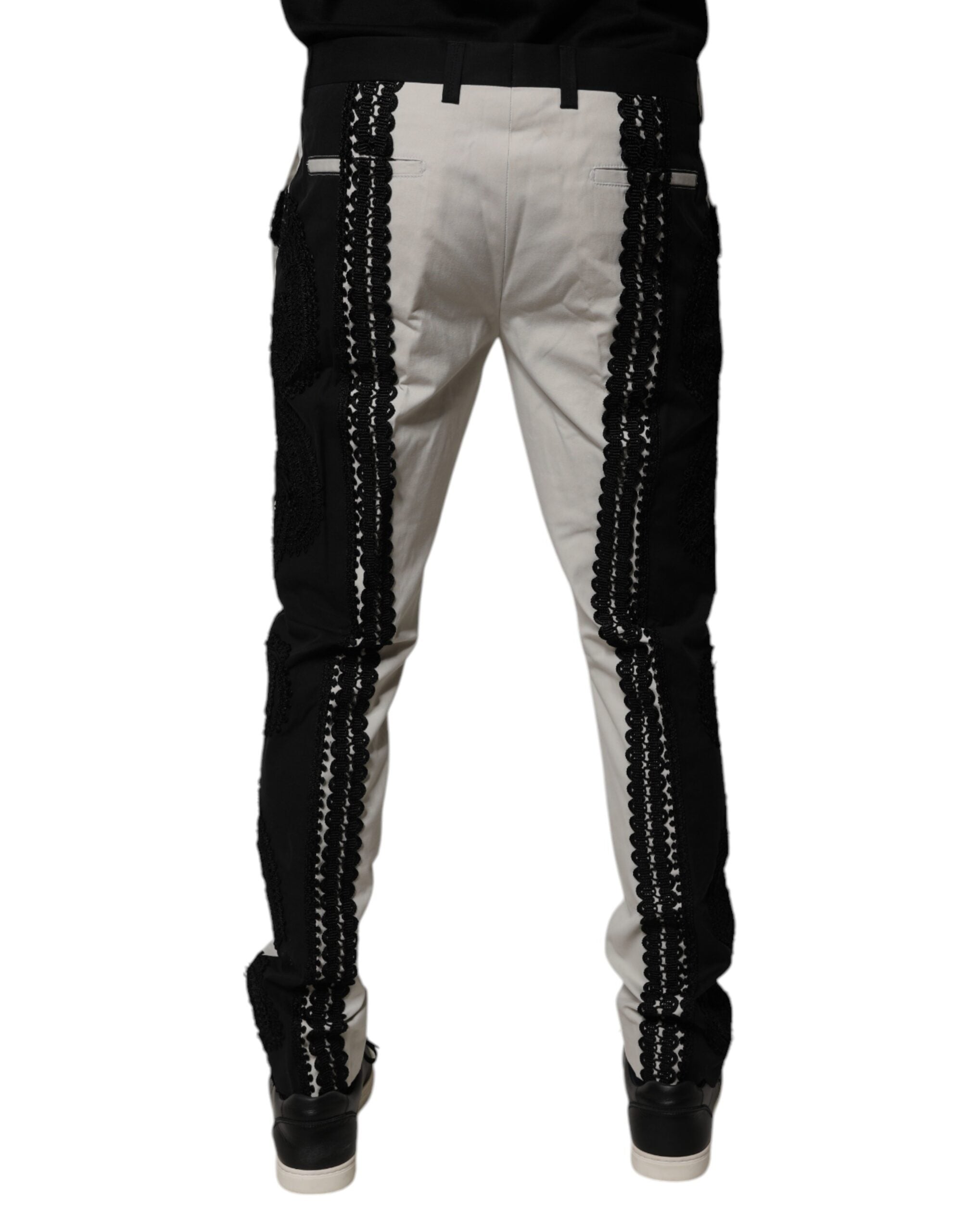 Dolce & Gabbana White Lace Trim Dress and Mid-Rise Formal Trousers