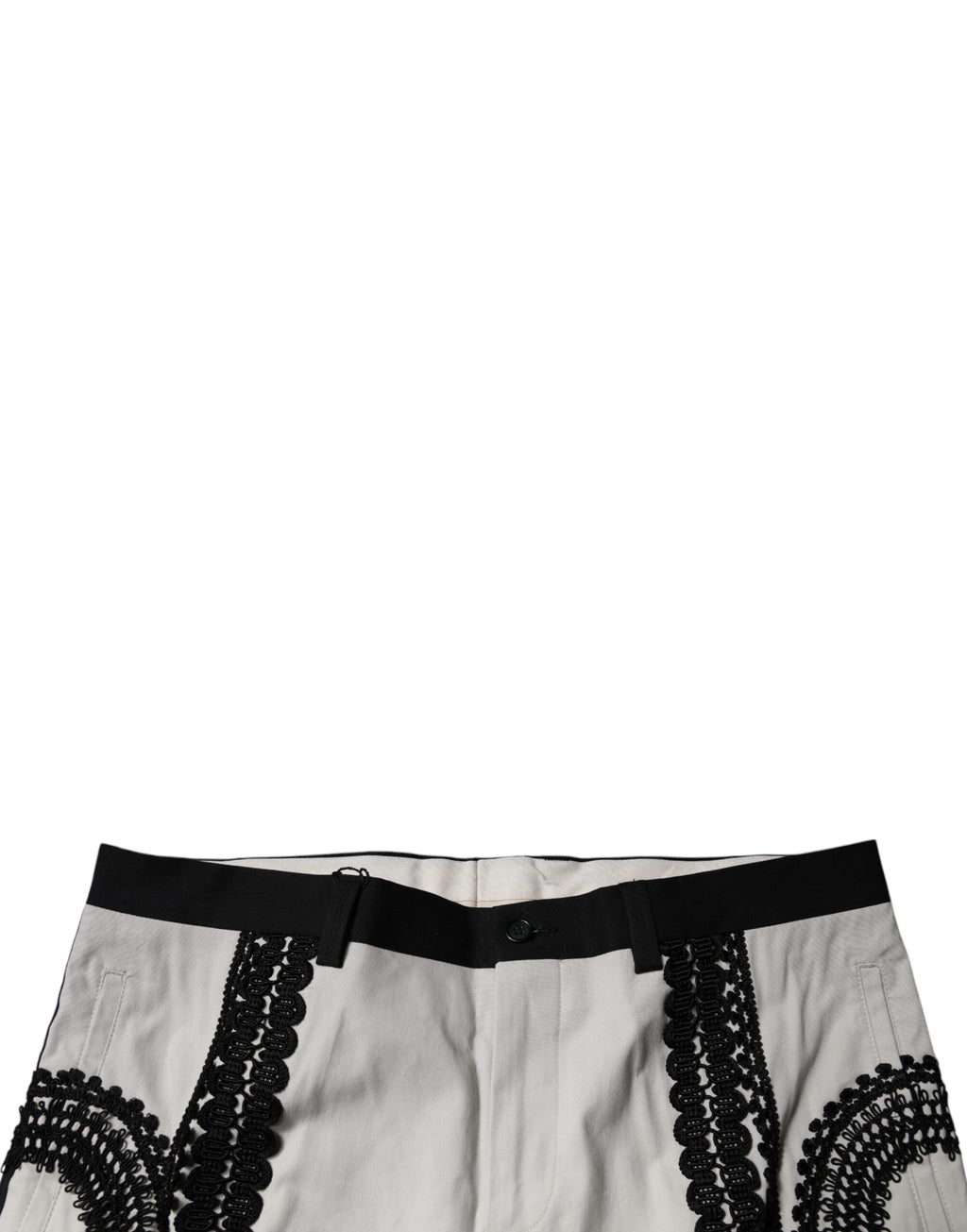 Dolce & Gabbana White Lace Trim Dress and Mid-Rise Formal Trousers
