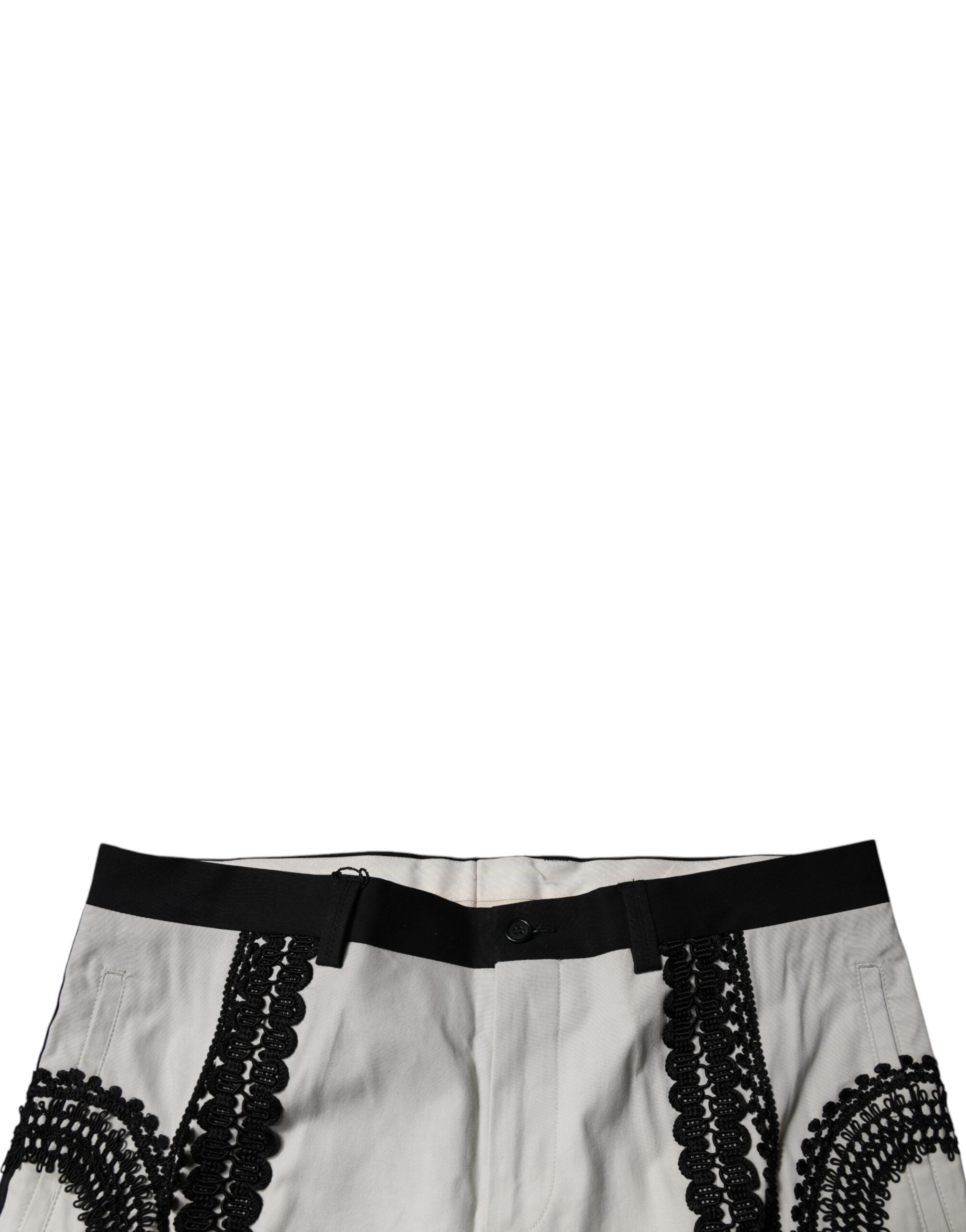 Dolce & Gabbana White Lace Trim Dress and Mid-Rise Formal Trousers