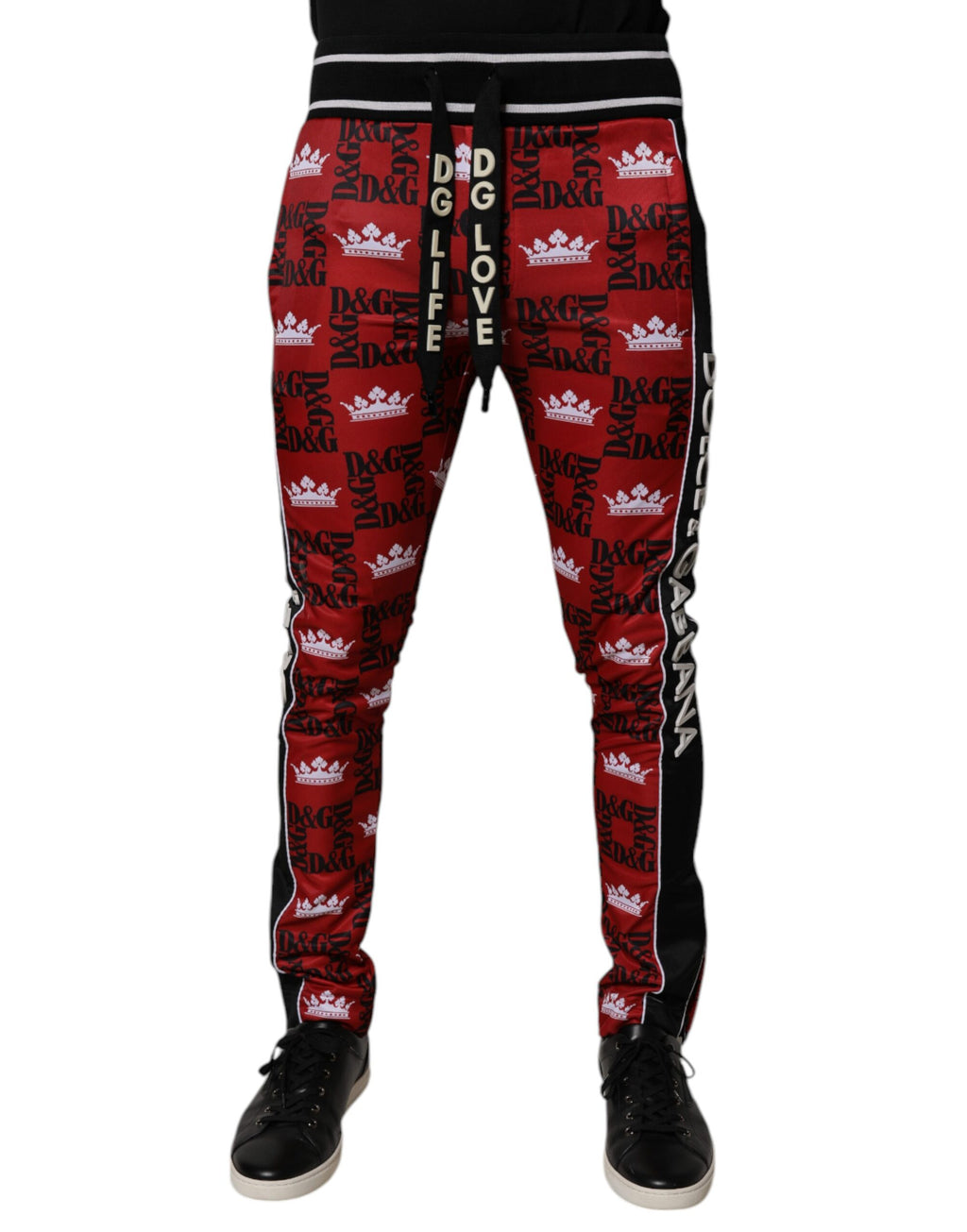 Dolce & Gabbana Red Crown Logo Monogram Men's Sweatpants Trousers
