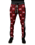 Dolce & Gabbana Red Crown Logo Monogram Men's Sweatpants Trousers