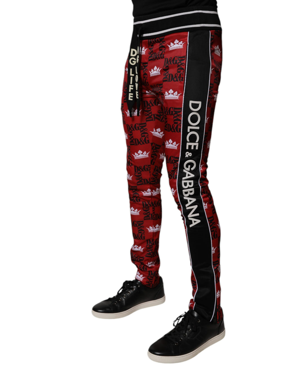 Dolce & Gabbana Red Crown Logo Monogram Men's Sweatpants Trousers