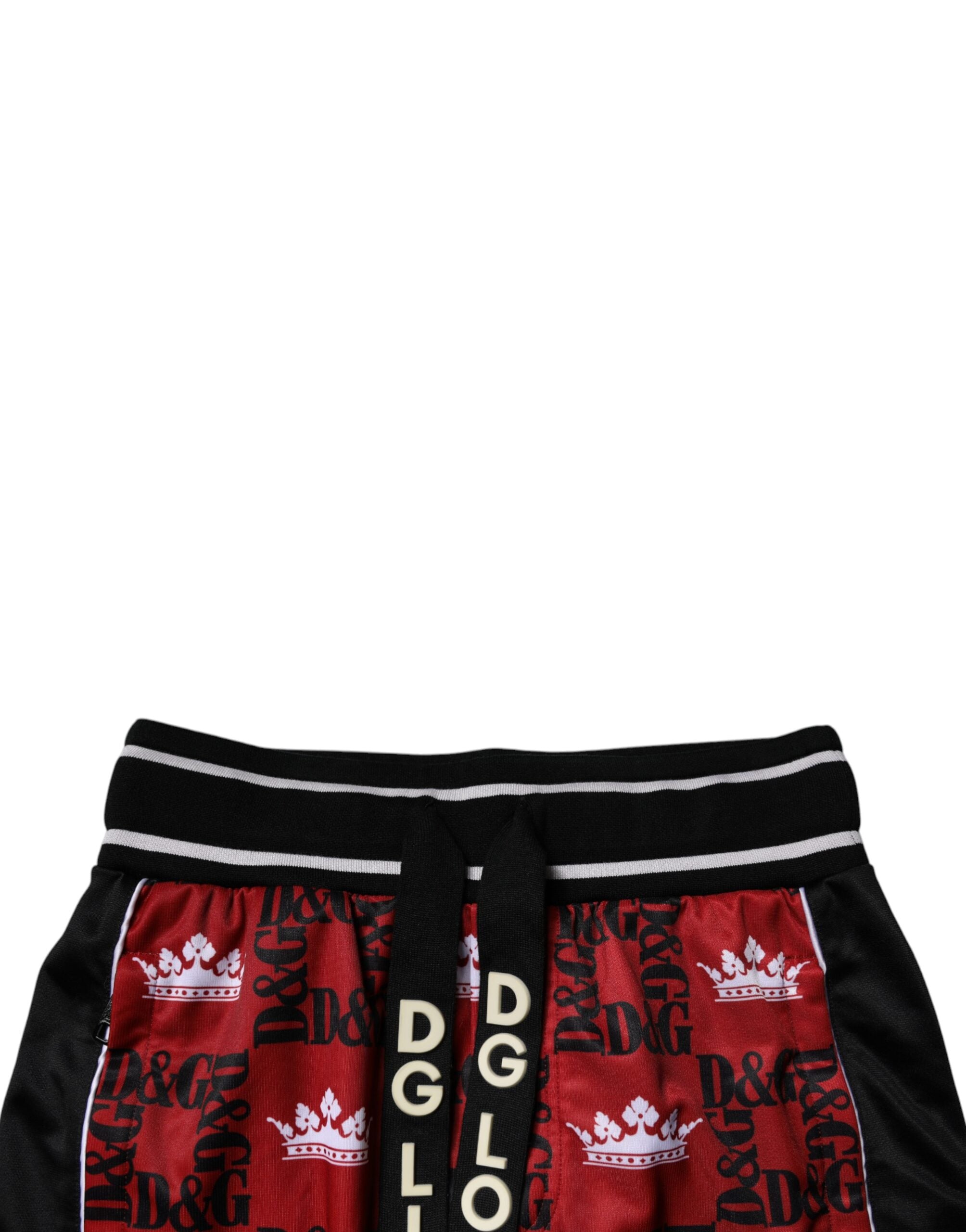 Dolce & Gabbana Red Crown Logo Monogram Men's Sweatpants Trousers
