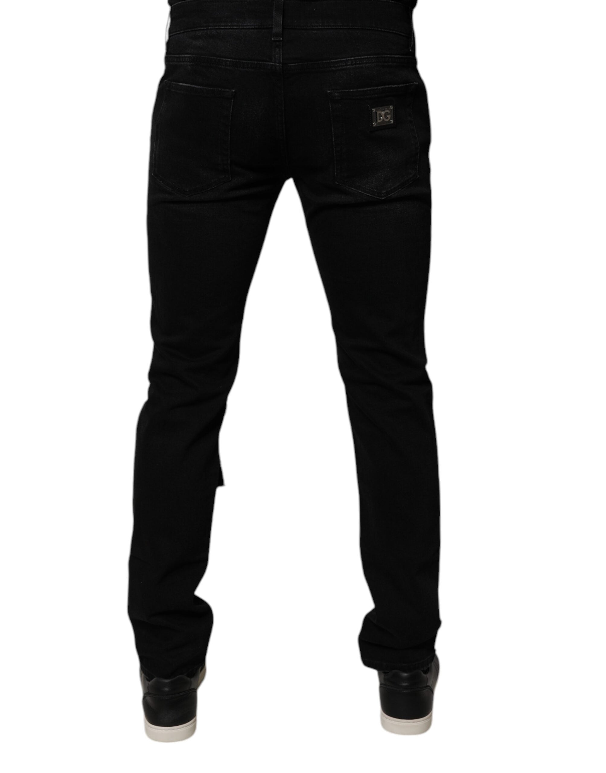 Dolce & Gabbana Black Ripped Cotton Skinny Men's Denim Jeans
